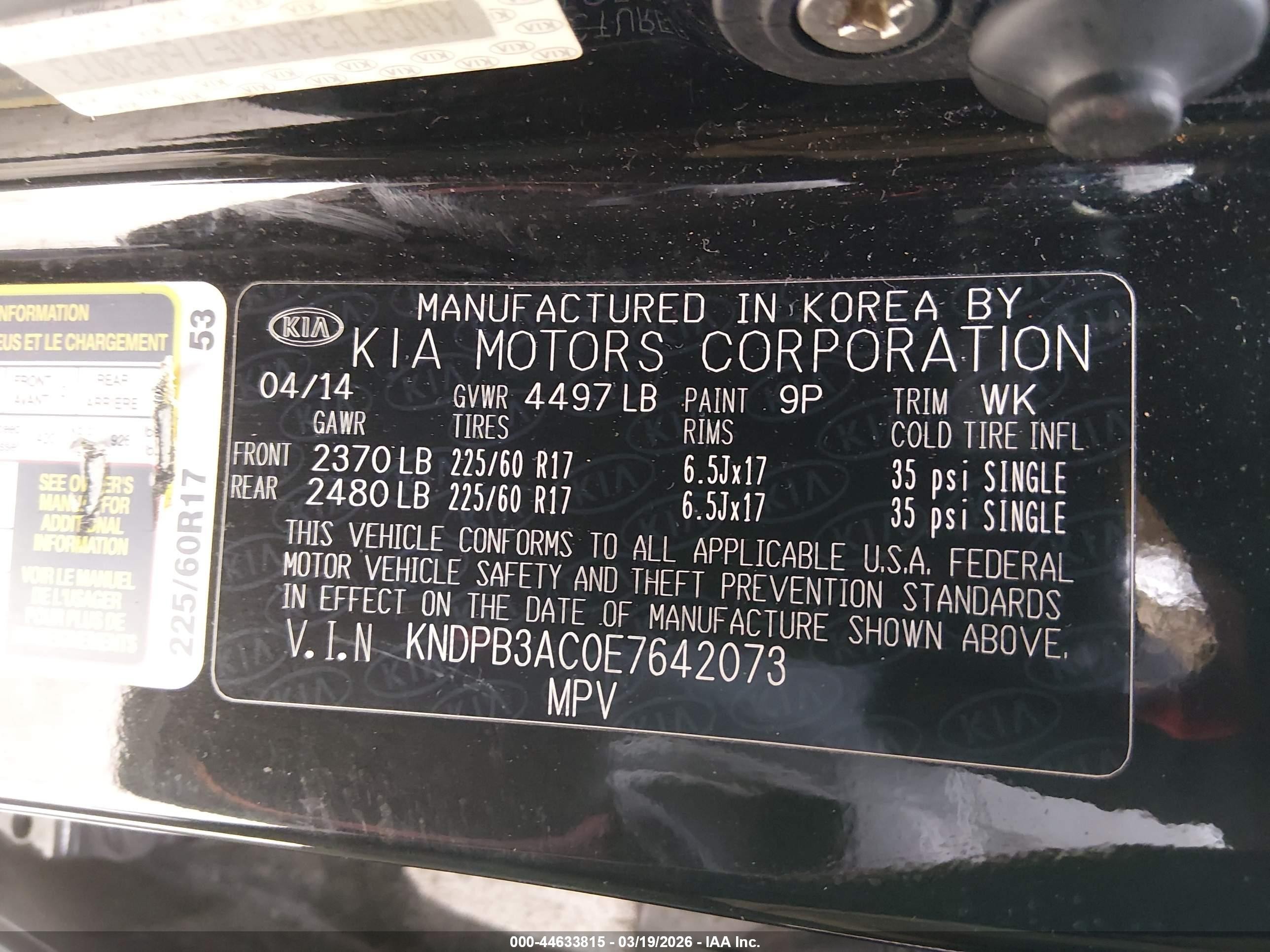 2014 Kia Sportage Lx Black vin: KNDPB3AC0E7642073