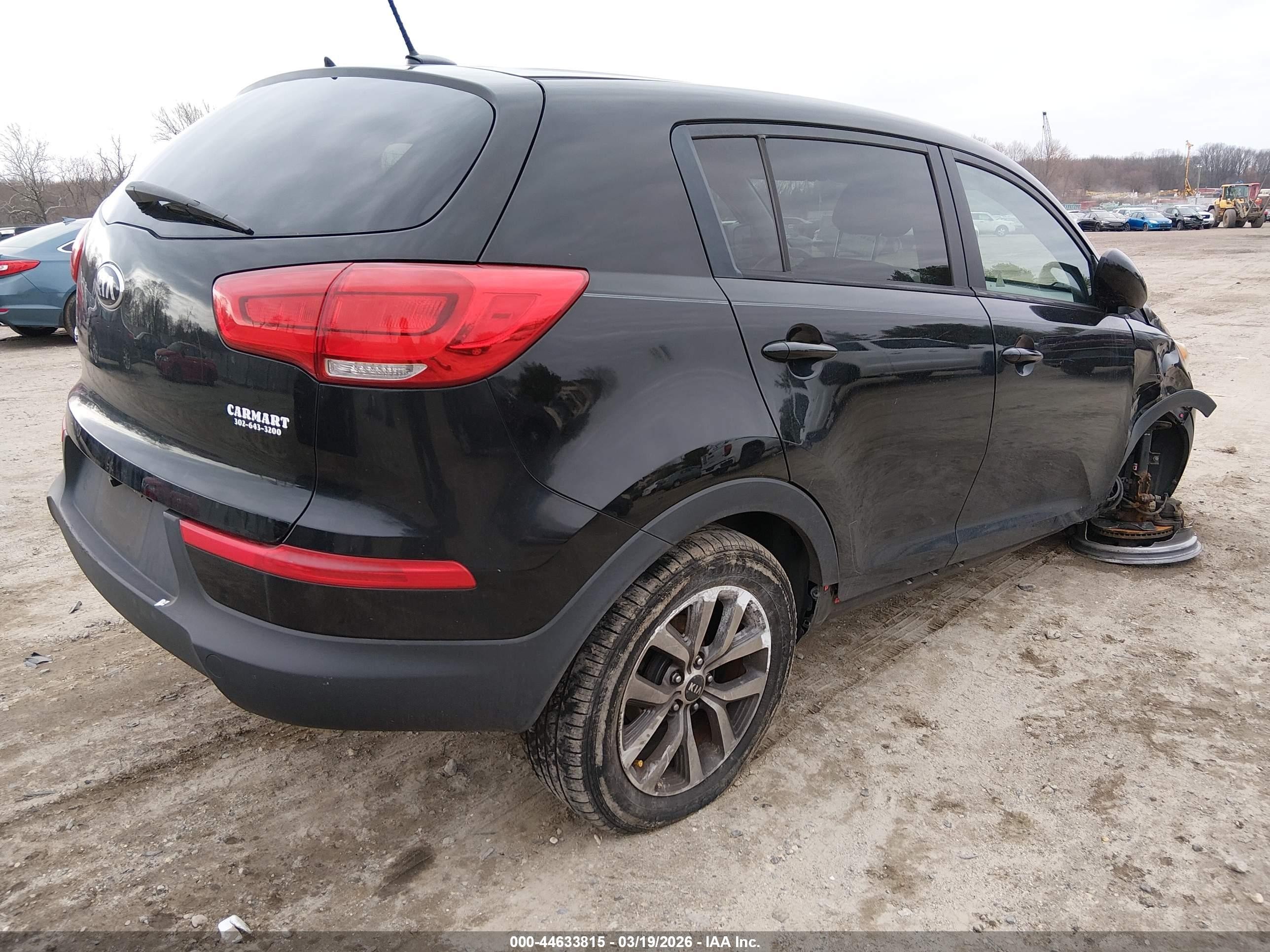 2014 Kia Sportage Lx Black vin: KNDPB3AC0E7642073