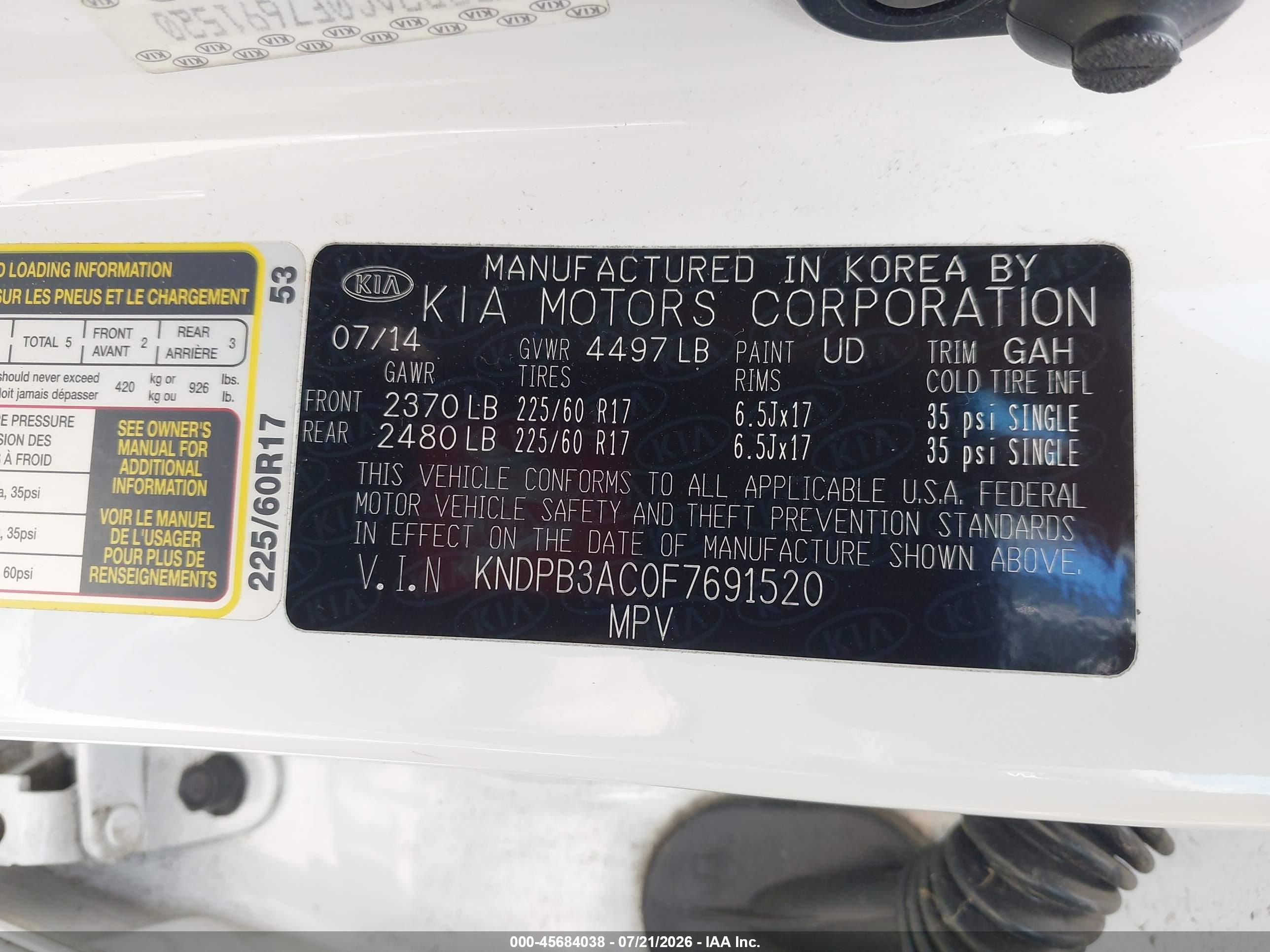 2015 Kia Sportage Lx Белый vin: KNDPB3AC0F7691520