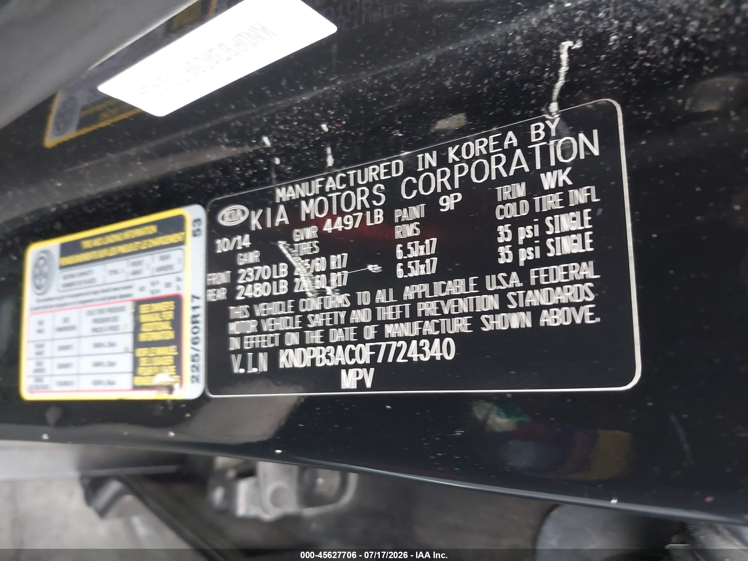 2015 Kia Sportage Lx Black vin: KNDPB3AC0F7724340