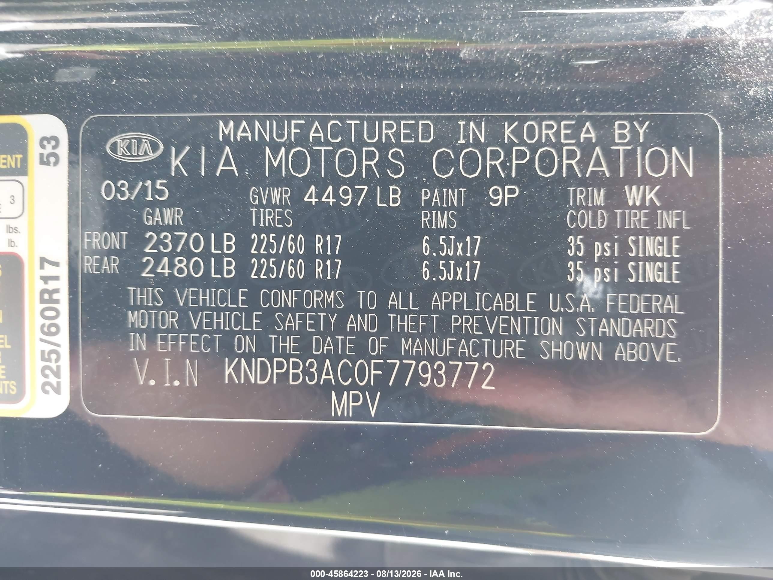 2015 Kia Sportage Lx Black vin: KNDPB3AC0F7793772