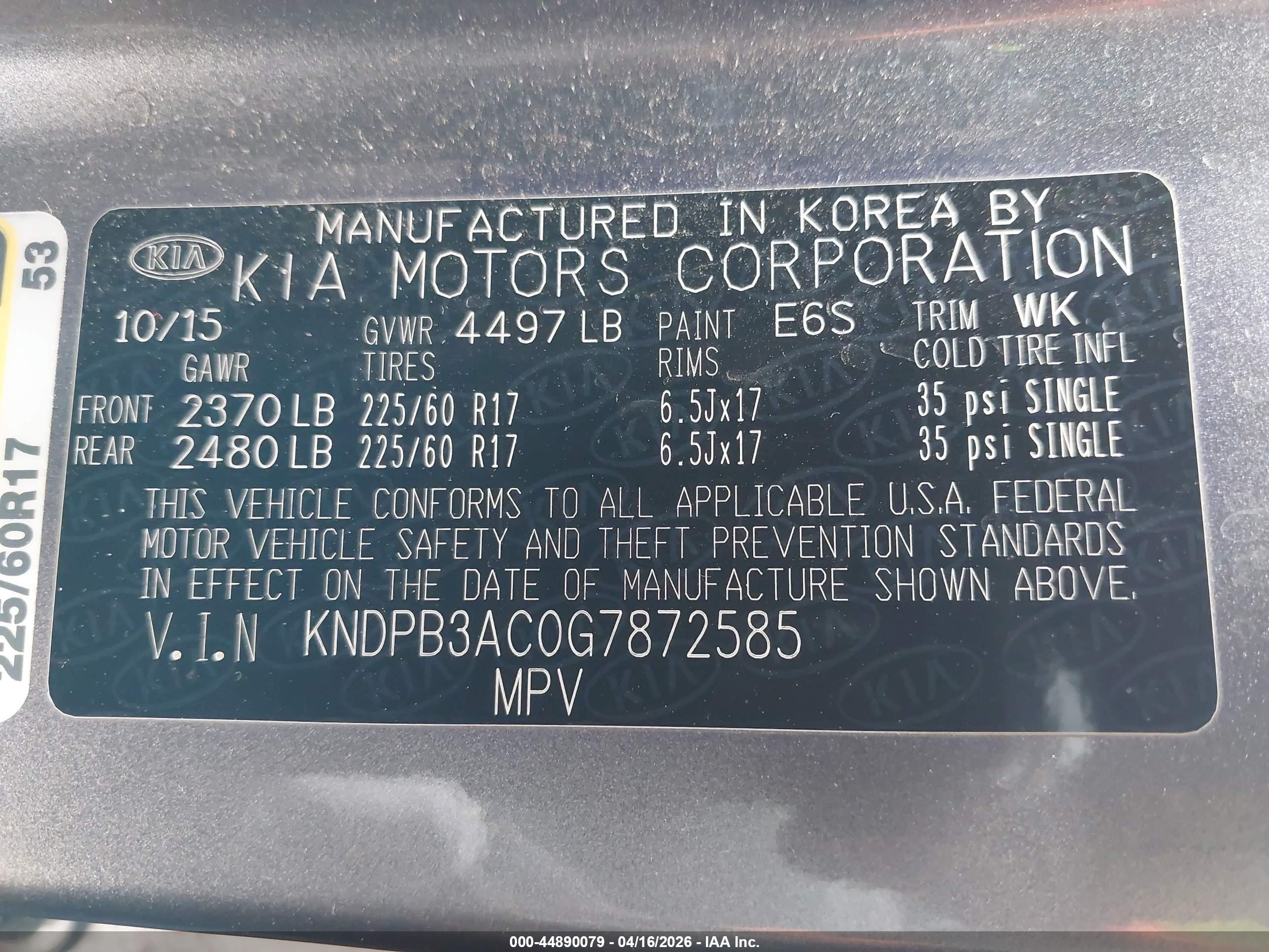 2016 Kia Sportage Lx Gray vin: KNDPB3AC0G7872585