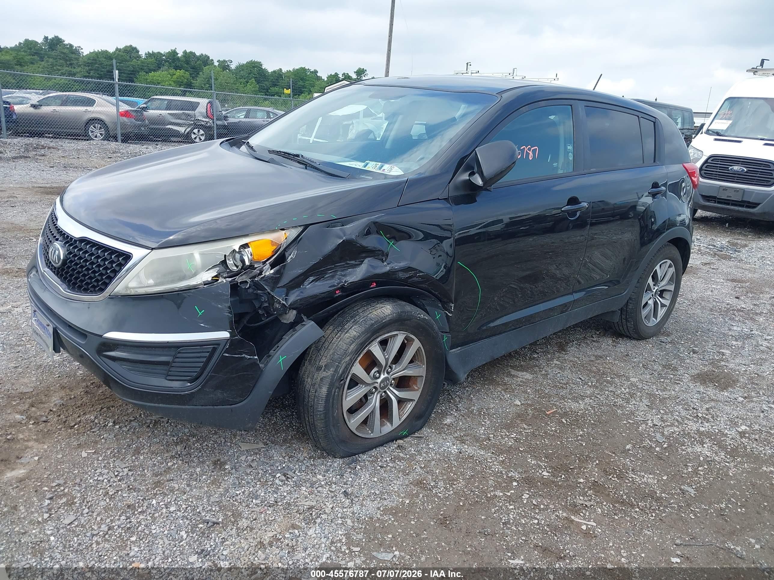 2014 Kia Sportage Lx Black vin: KNDPB3AC2E7662325