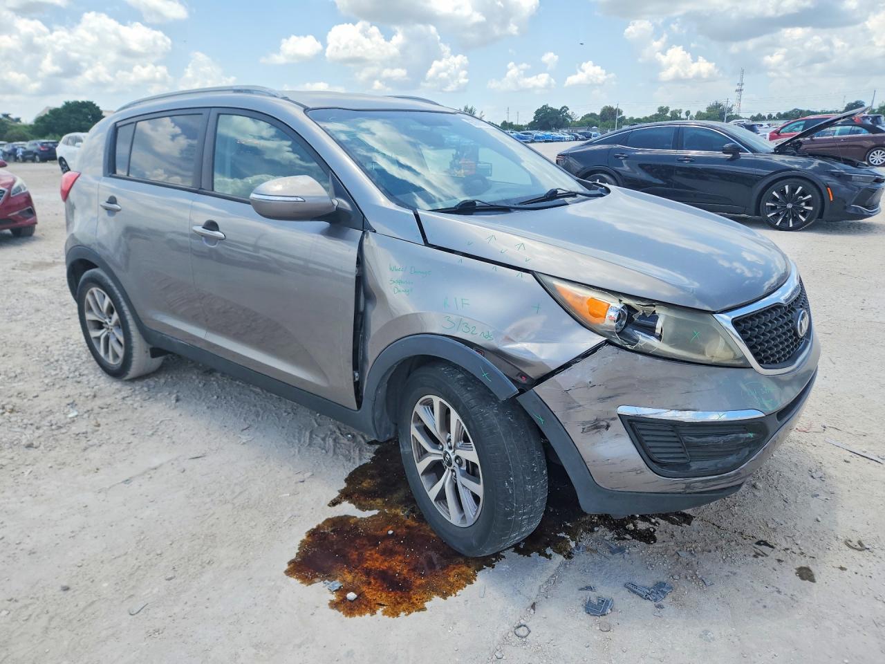 2015 Kia Sportage Lx Gray vin: KNDPB3AC2F7683743
