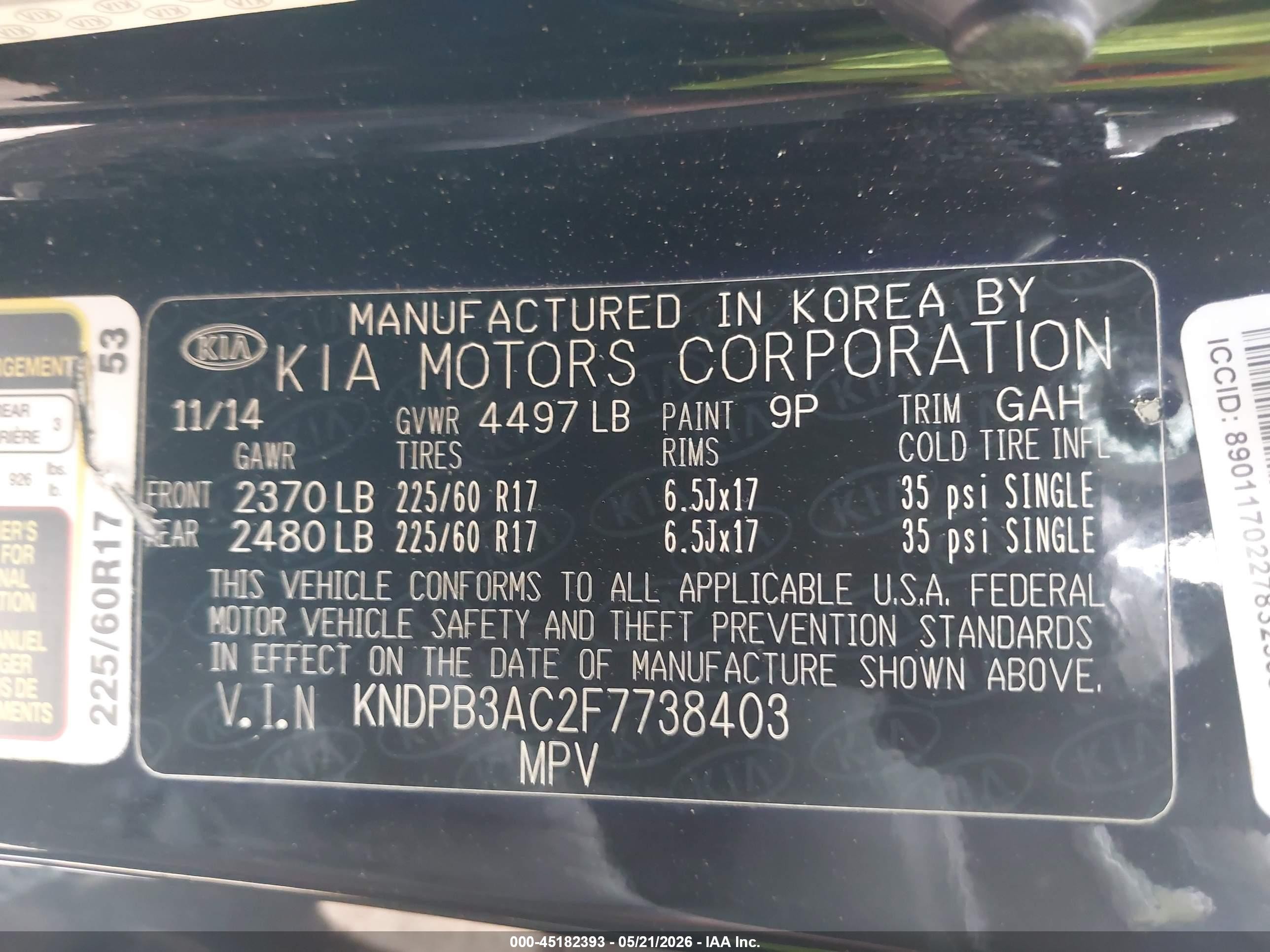 2015 Kia Sportage Lx Черный vin: KNDPB3AC2F7738403