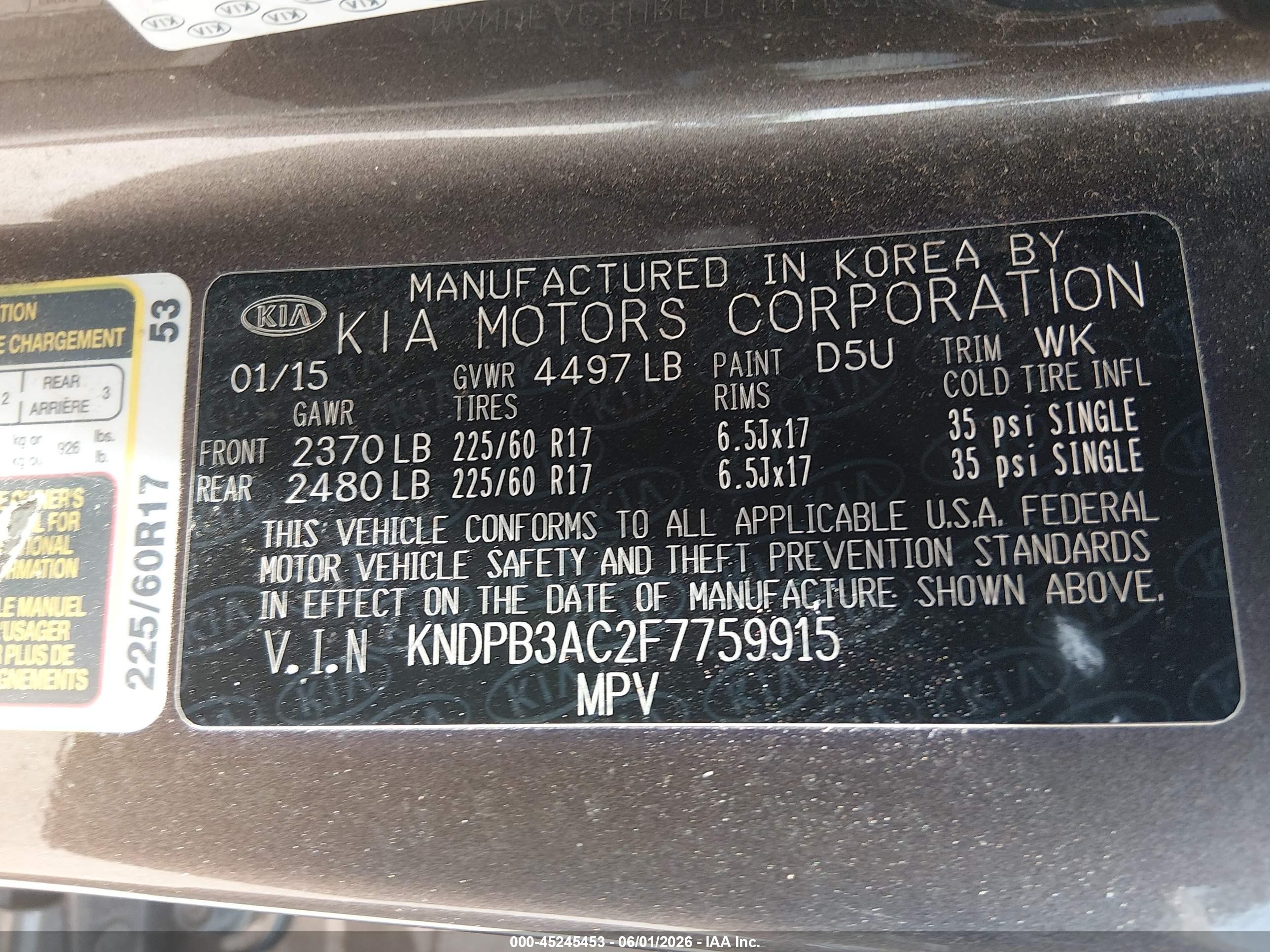 2015 Kia Sportage Lx Brown vin: KNDPB3AC2F7759915