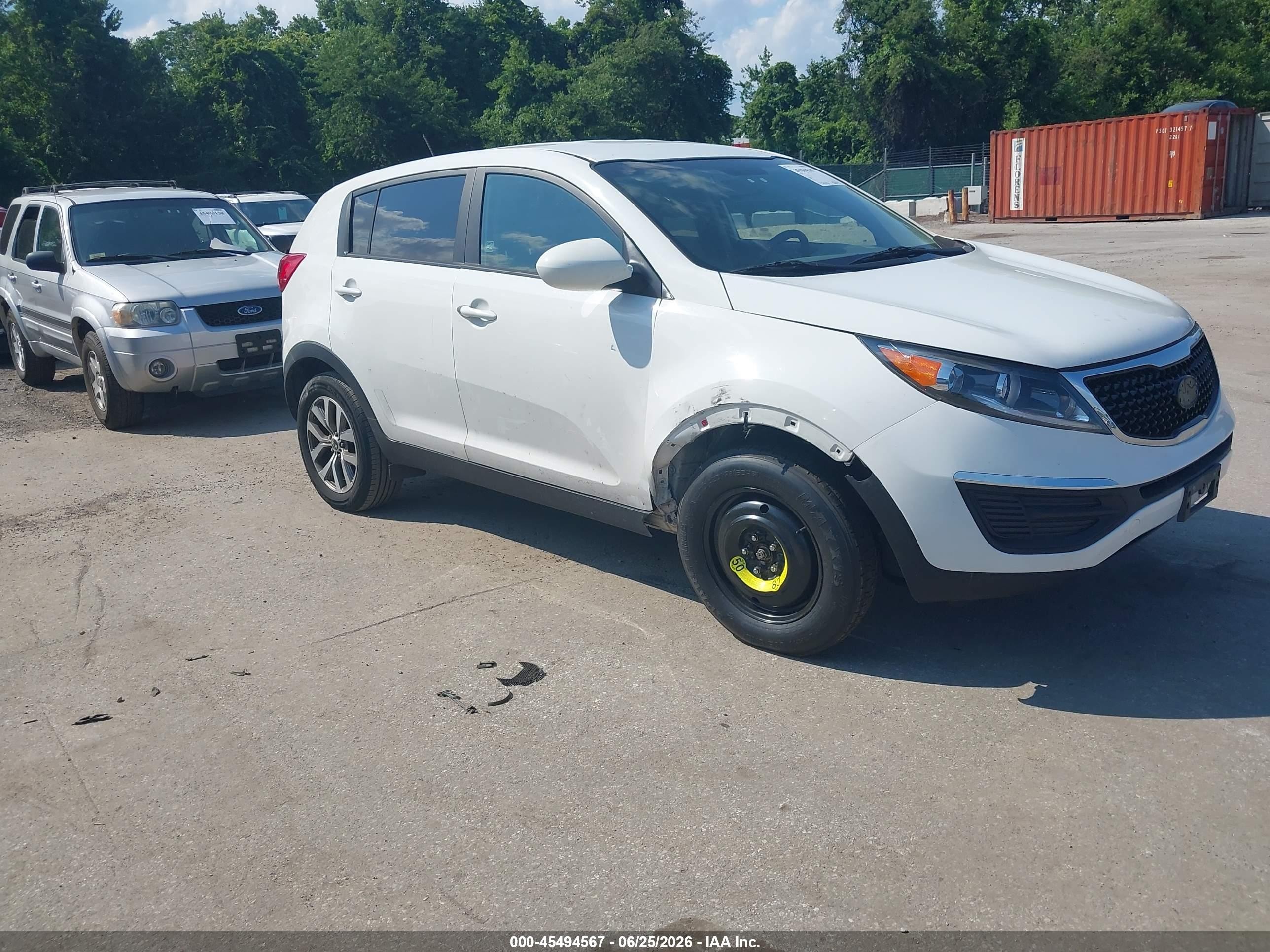 2015 Kia Sportage Lx White vin: KNDPB3AC2F7786578