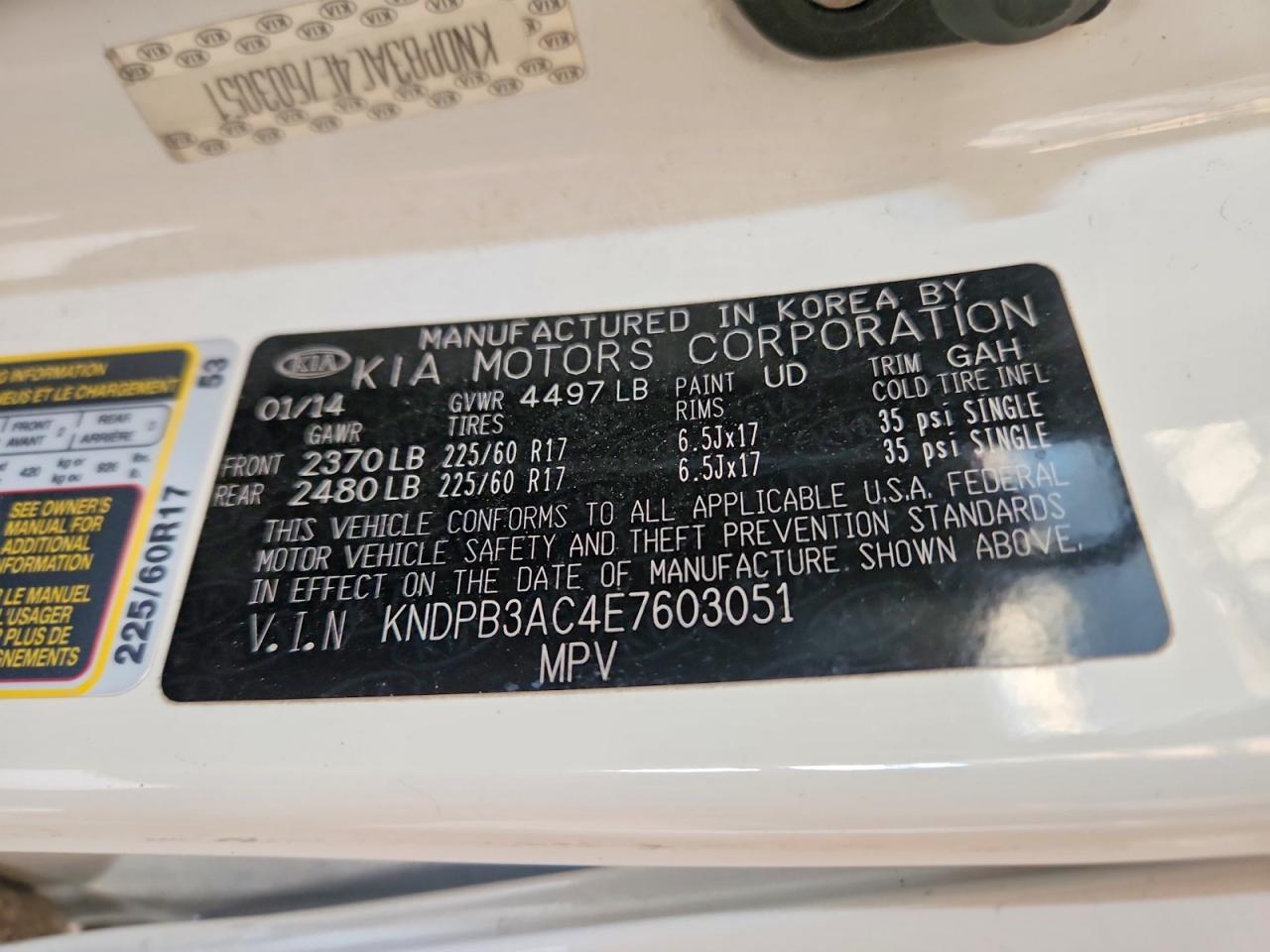 2014 Kia Sportage Lx White vin: KNDPB3AC4E7603051