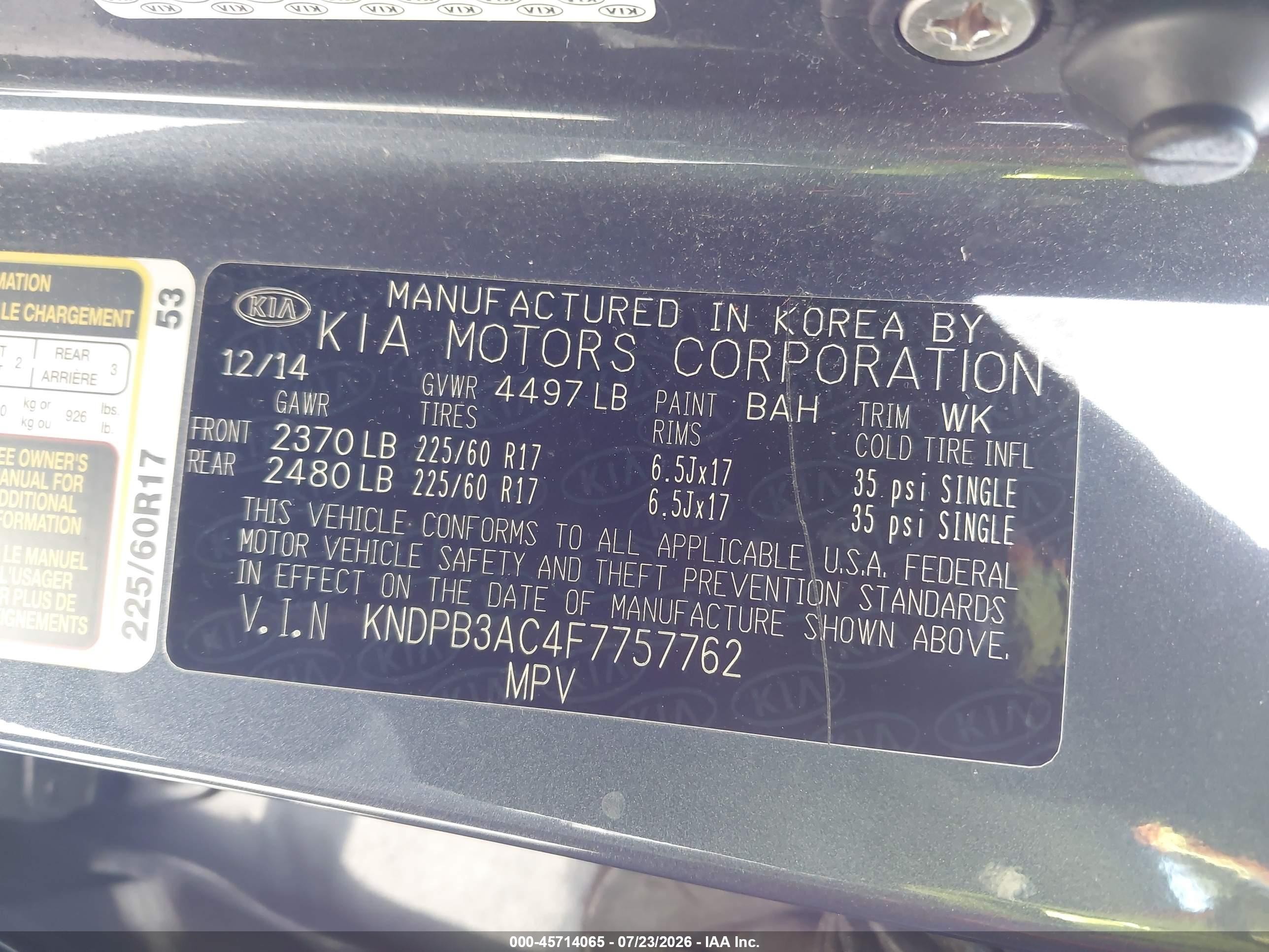 2015 Kia Sportage Lx Blue vin: KNDPB3AC4F7757762