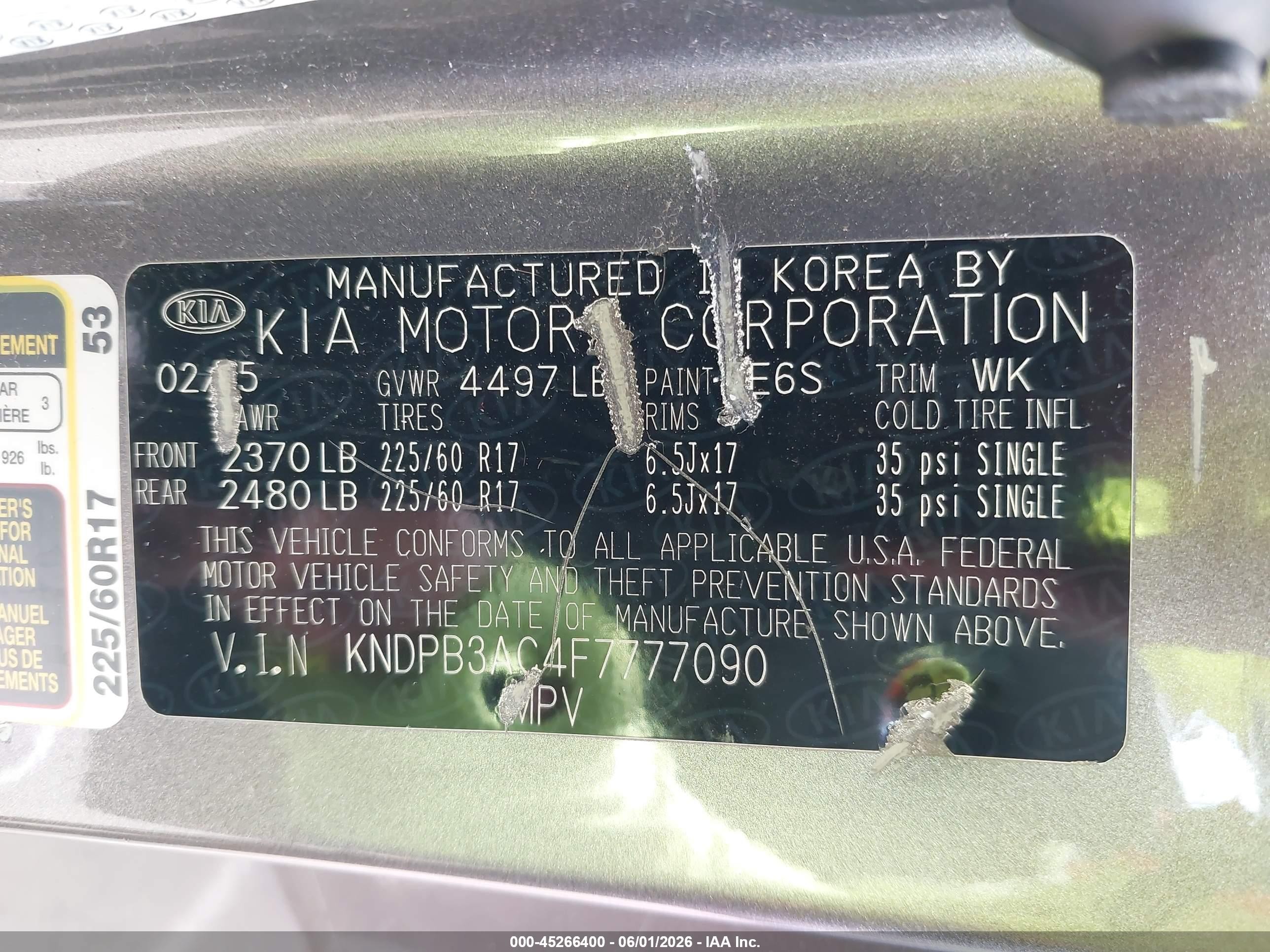 2015 Kia Sportage Lx Gray vin: KNDPB3AC4F7777090