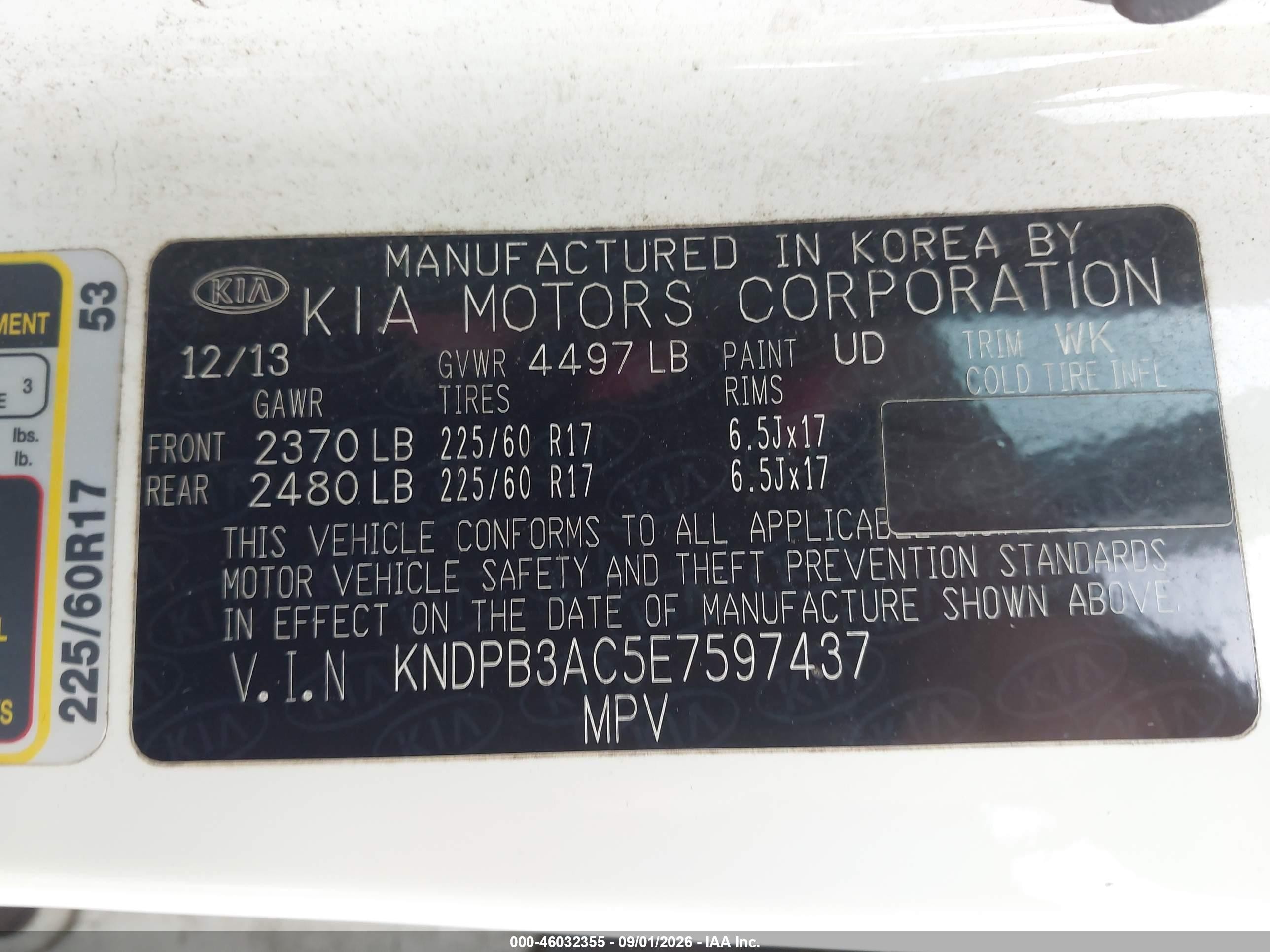 2014 Kia Sportage Lx White vin: KNDPB3AC5E7597437