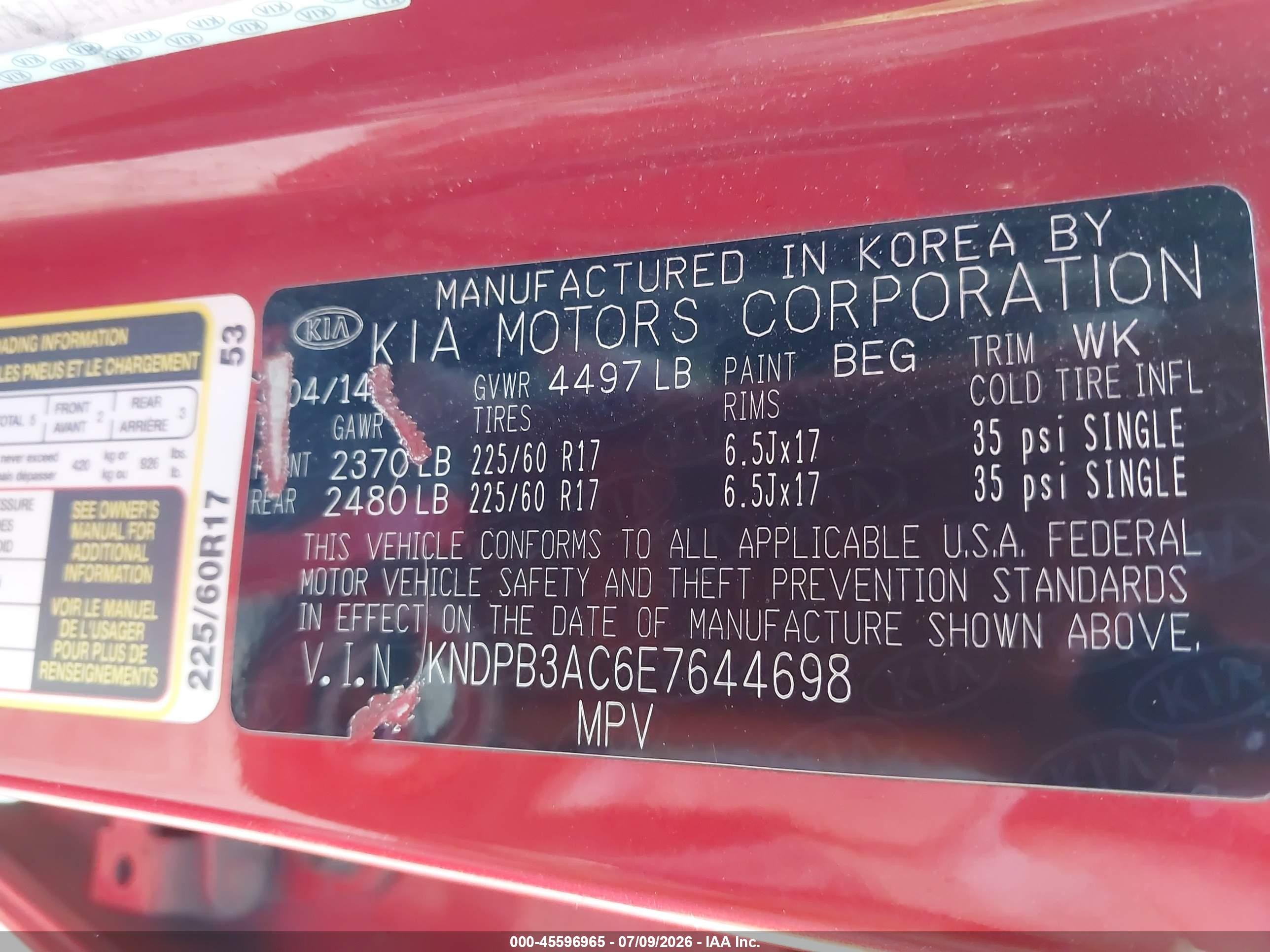 2014 Kia Sportage Lx Red vin: KNDPB3AC6E7644698