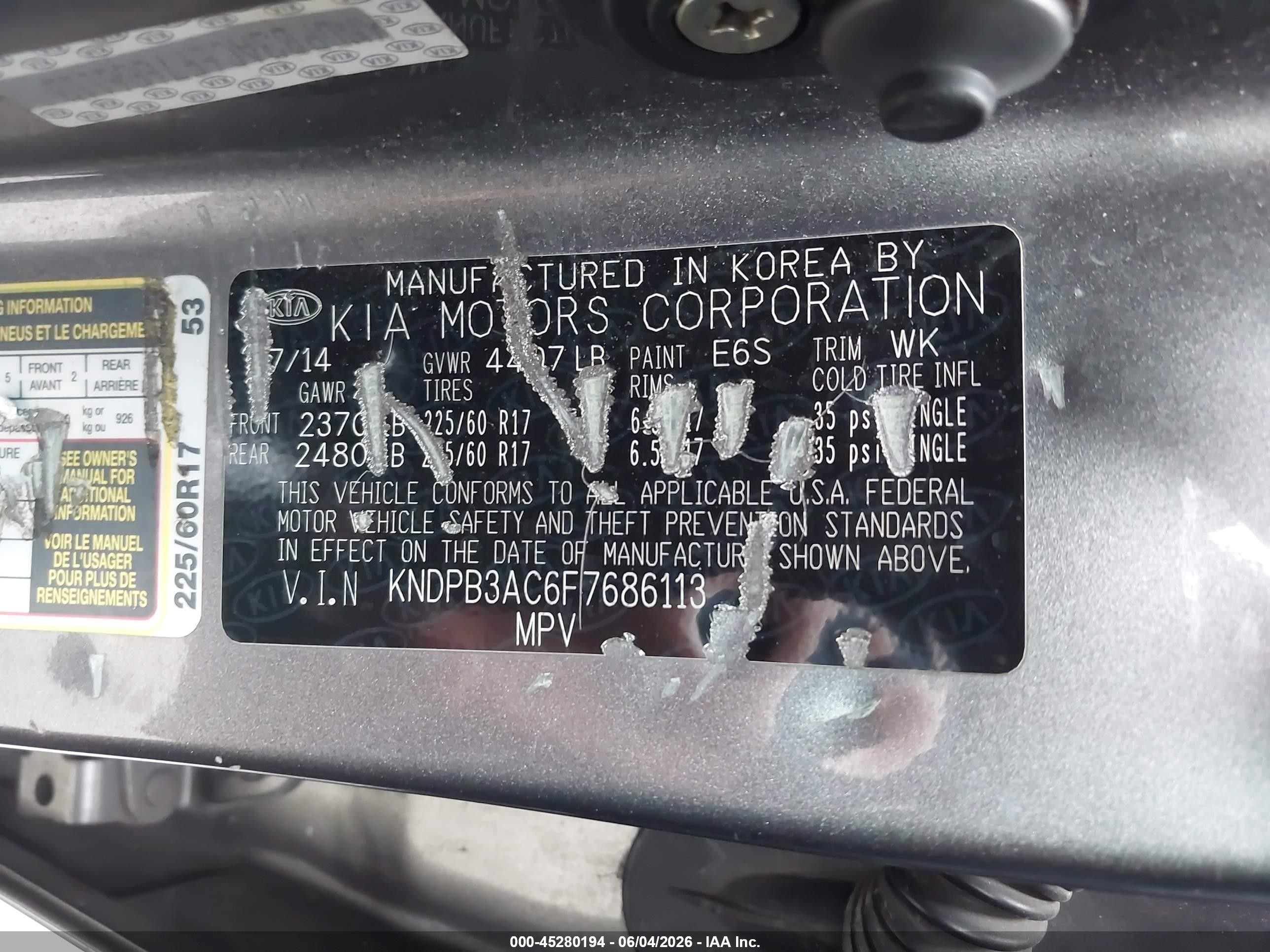 2015 Kia Sportage Lx Gray vin: KNDPB3AC6F7686113