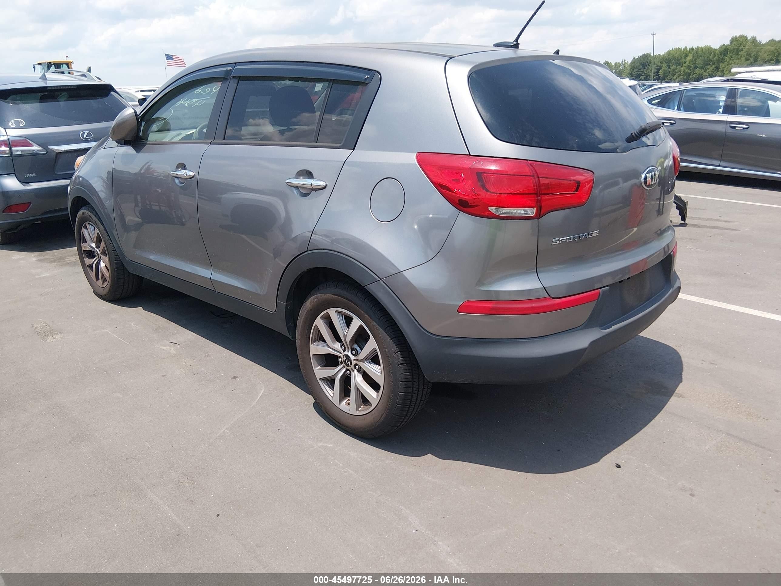 2015 Kia Sportage Lx Gray vin: KNDPB3AC6F7737948