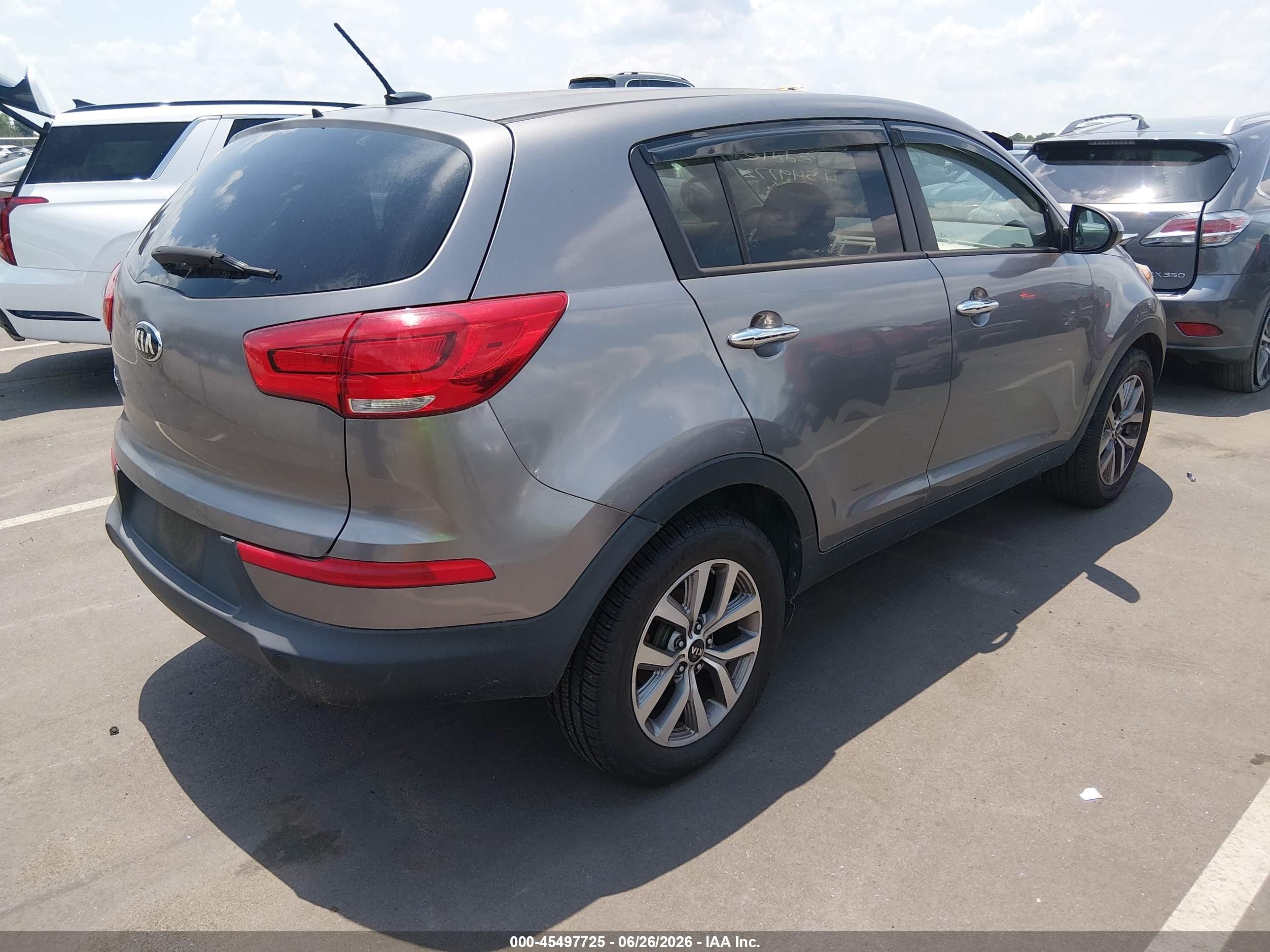 2015 Kia Sportage Lx Gray vin: KNDPB3AC6F7737948