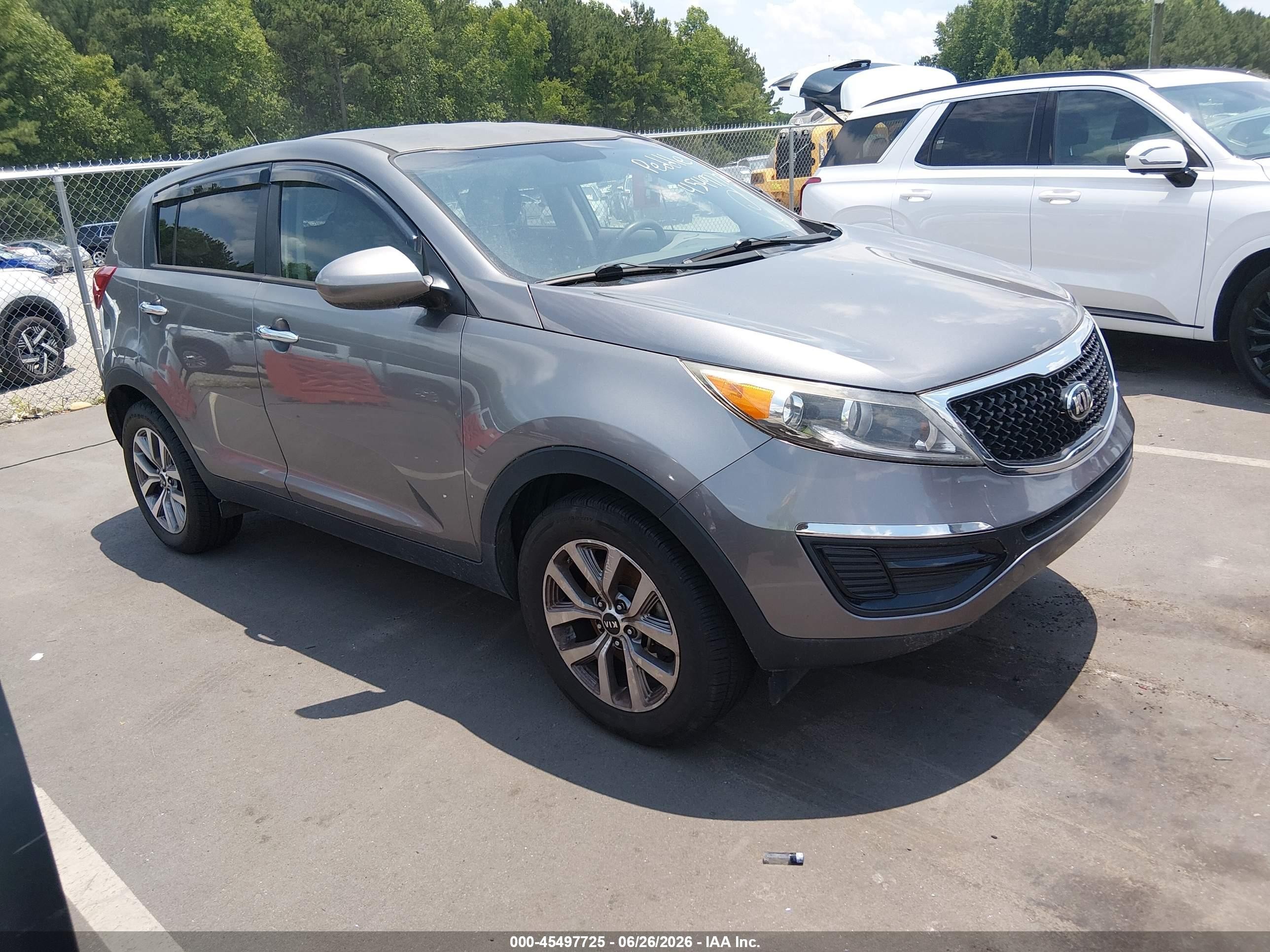 2015 Kia Sportage Lx Gray vin: KNDPB3AC6F7737948
