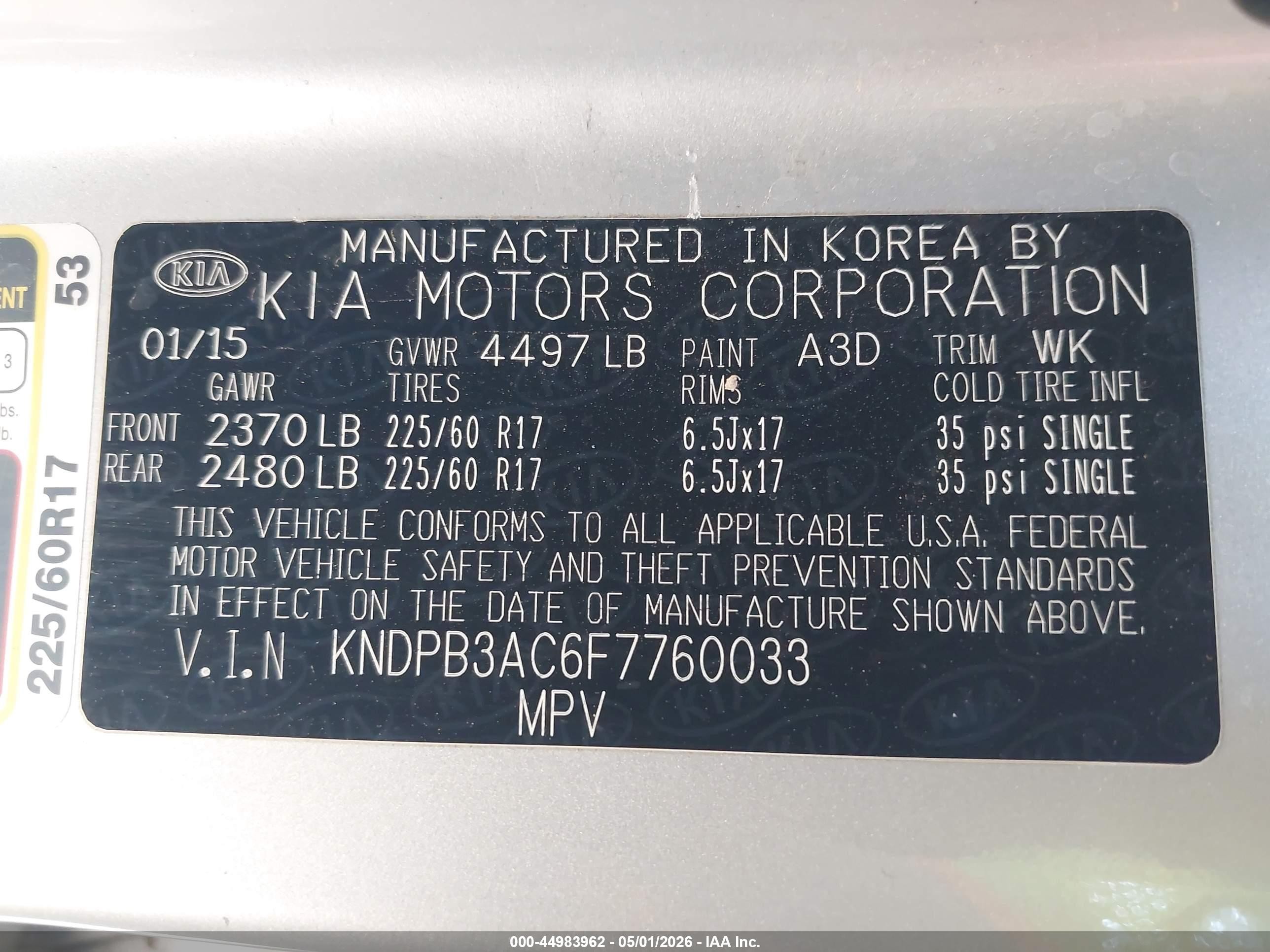 2015 Kia Sportage Lx Silver vin: KNDPB3AC6F7760033