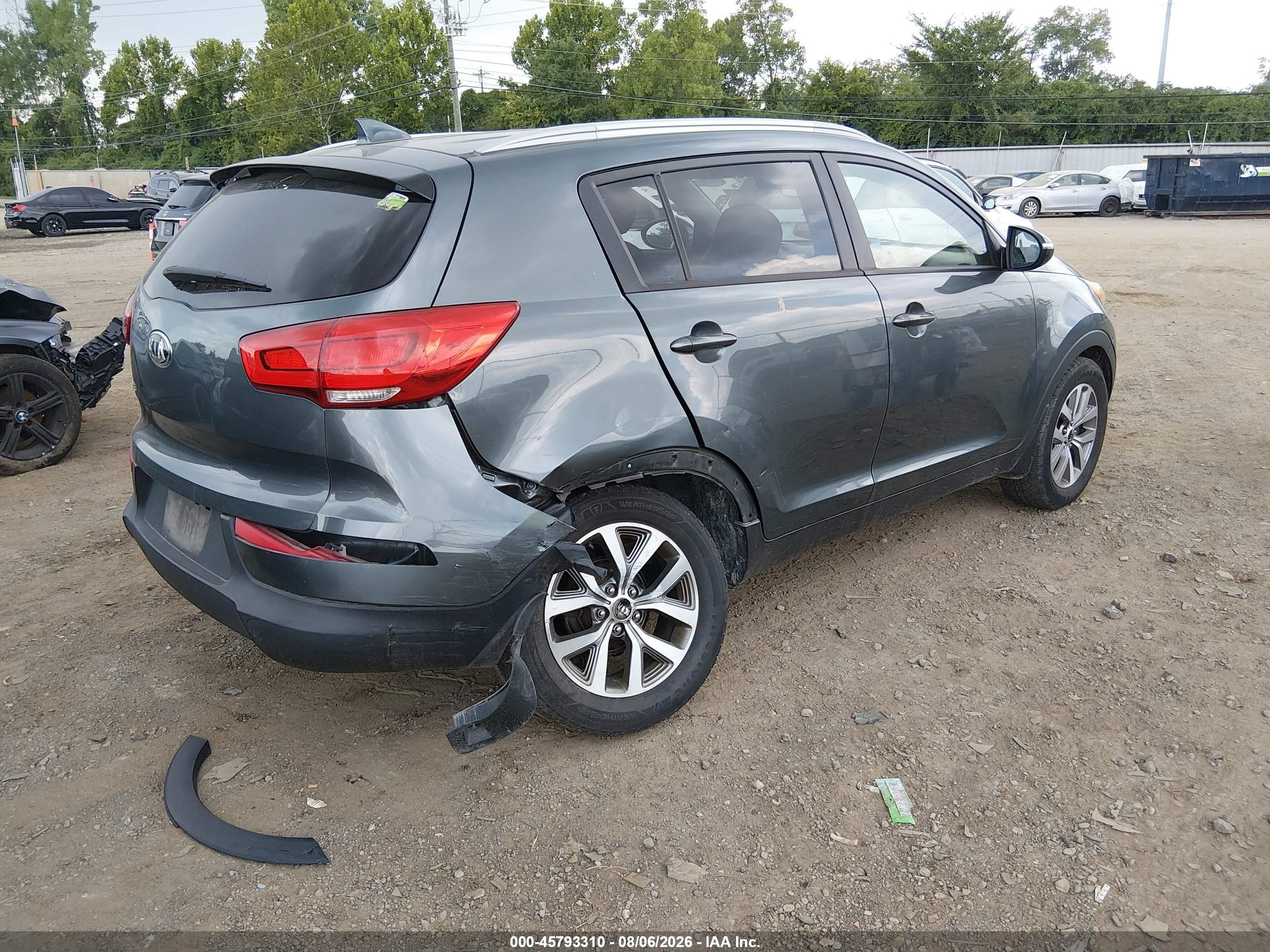 2015 Kia Sportage Lx Gray vin: KNDPB3AC6F7763207