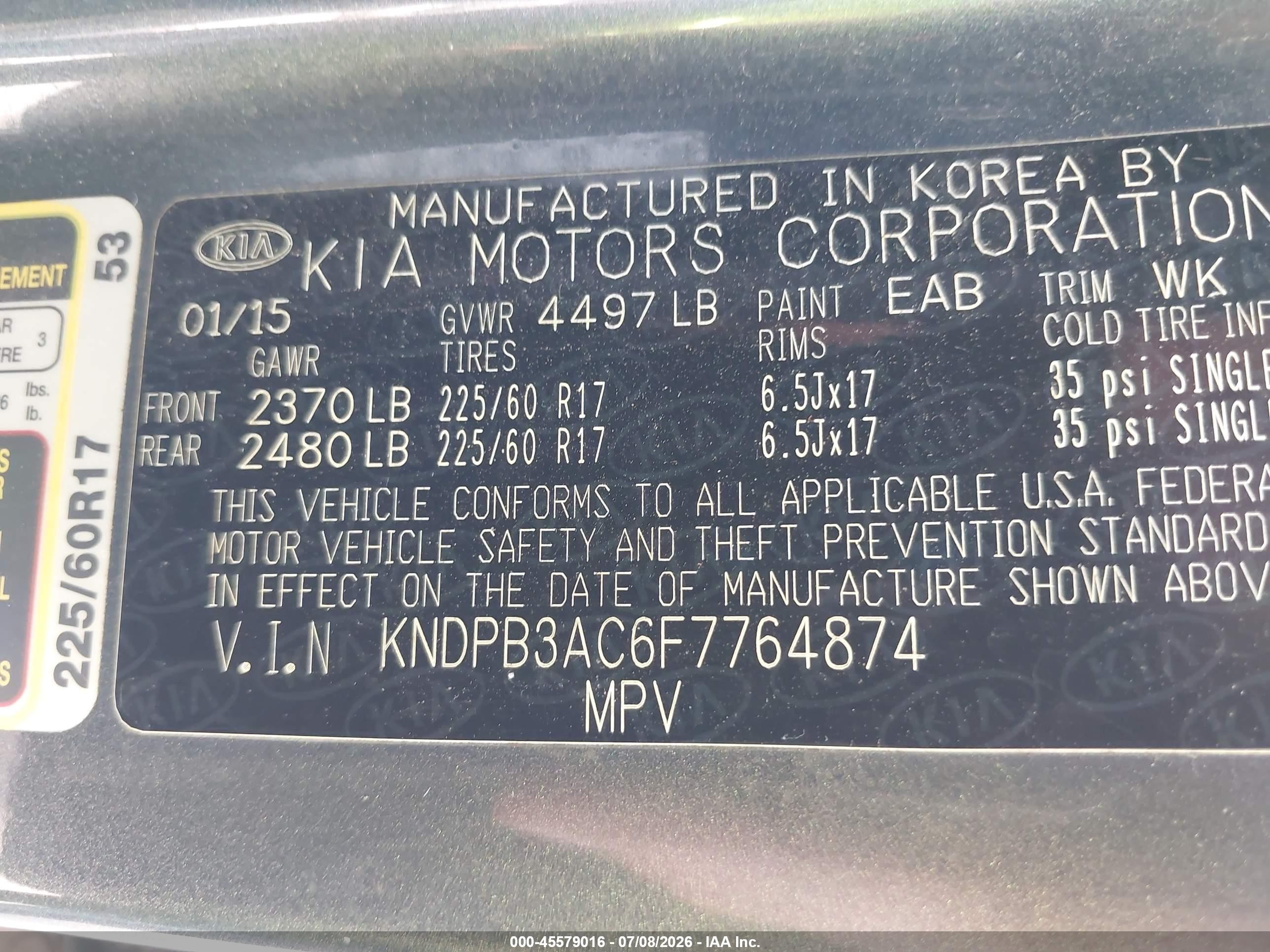 2015 Kia Sportage Lx Серый vin: KNDPB3AC6F7764874