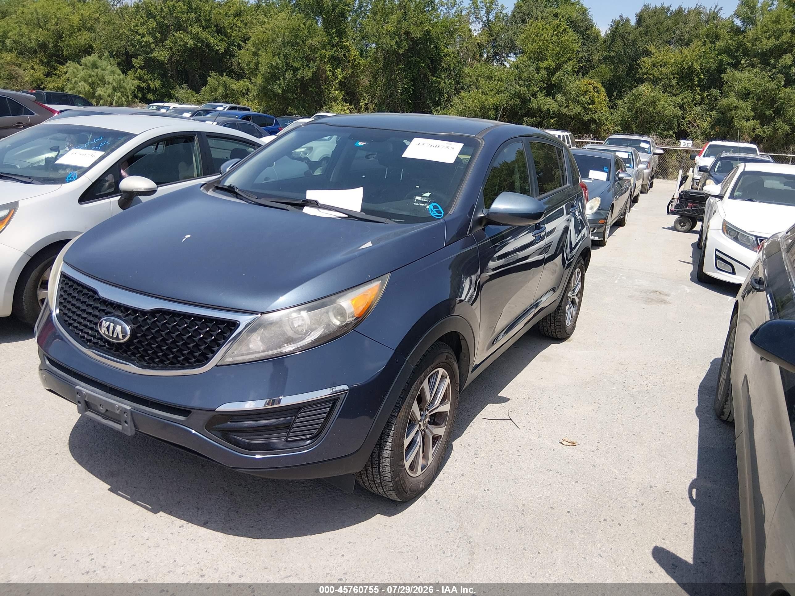 2015 Kia Sportage Lx Blue vin: KNDPB3AC7F7726442