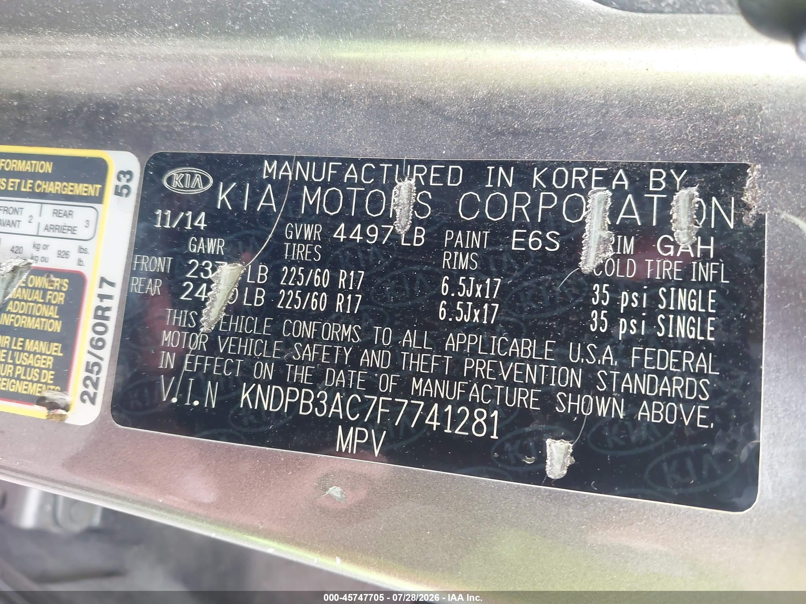 2015 Kia Sportage Lx Gray vin: KNDPB3AC7F7741281