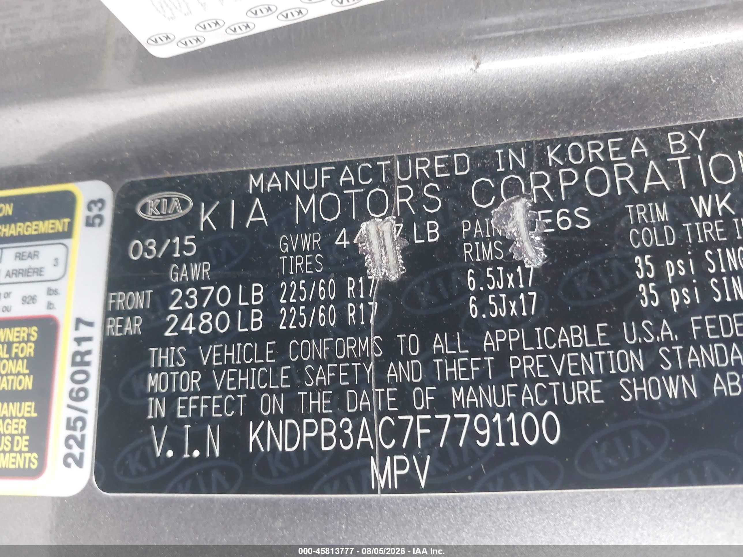 2015 Kia Sportage Lx Gray vin: KNDPB3AC7F7791100