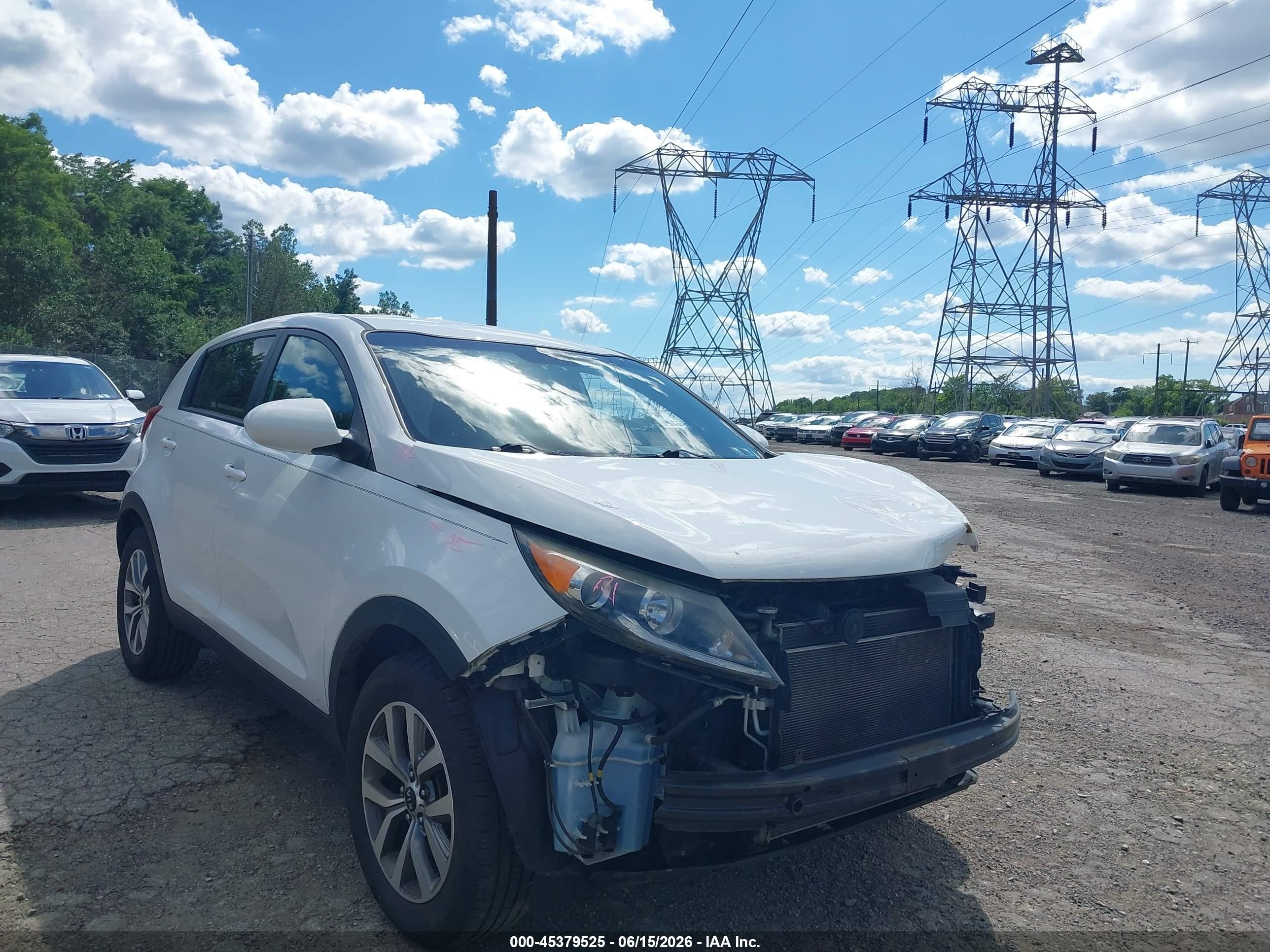 2014 Kia Sportage Lx White vin: KNDPB3AC8E7577733