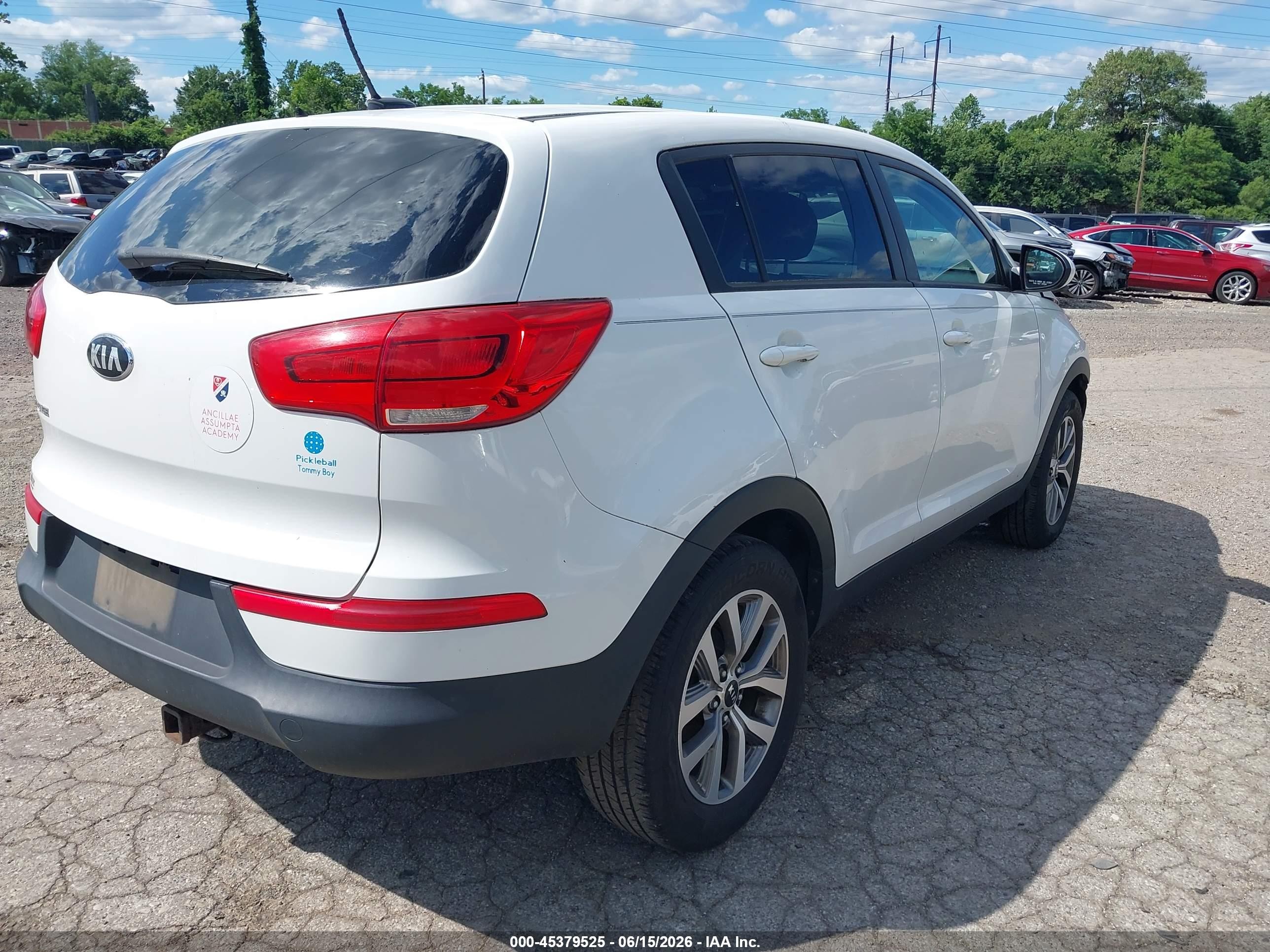 2014 Kia Sportage Lx White vin: KNDPB3AC8E7577733