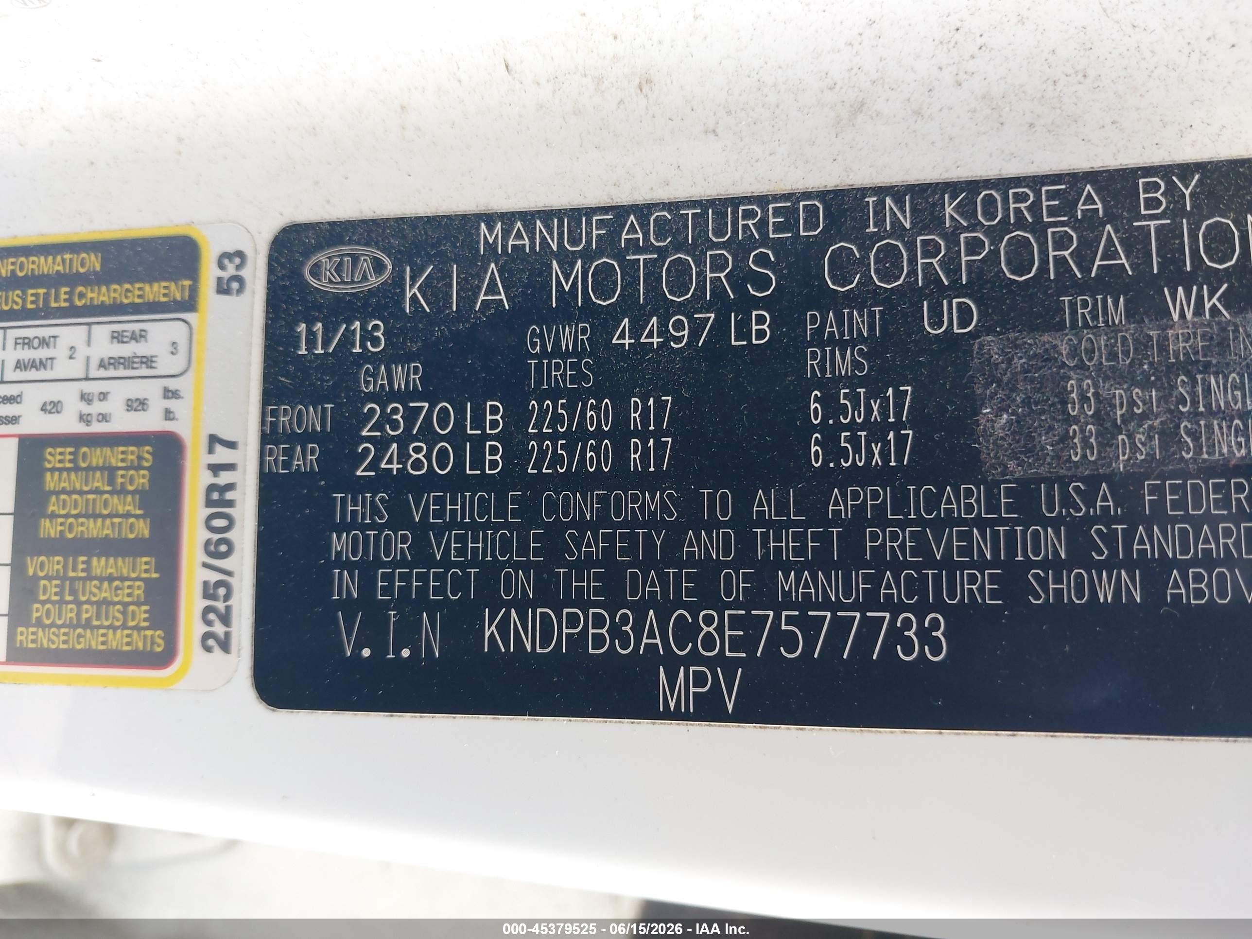 2014 Kia Sportage Lx White vin: KNDPB3AC8E7577733