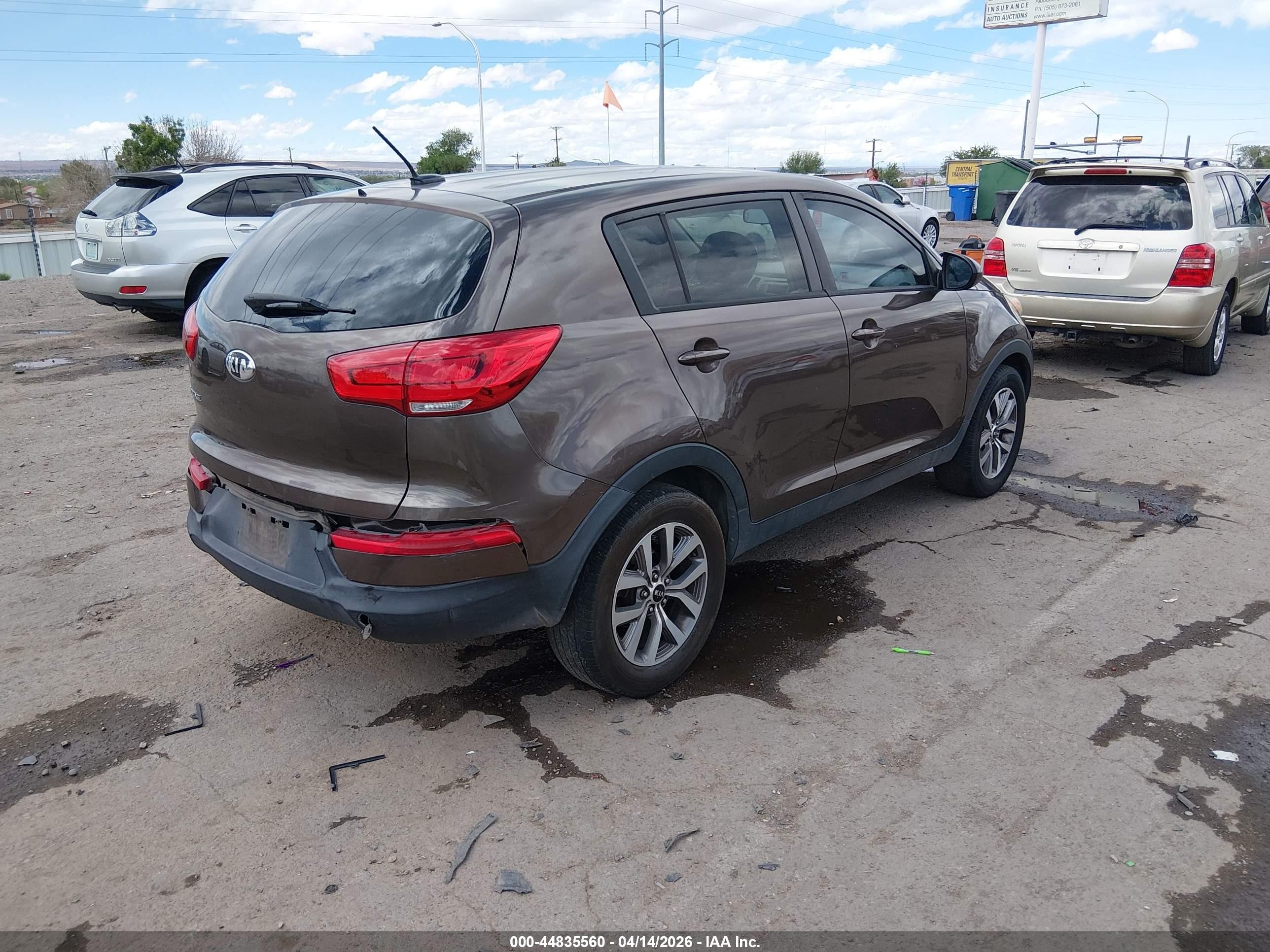 2014 Kia Sportage Lx Brown vin: KNDPB3AC8E7606616
