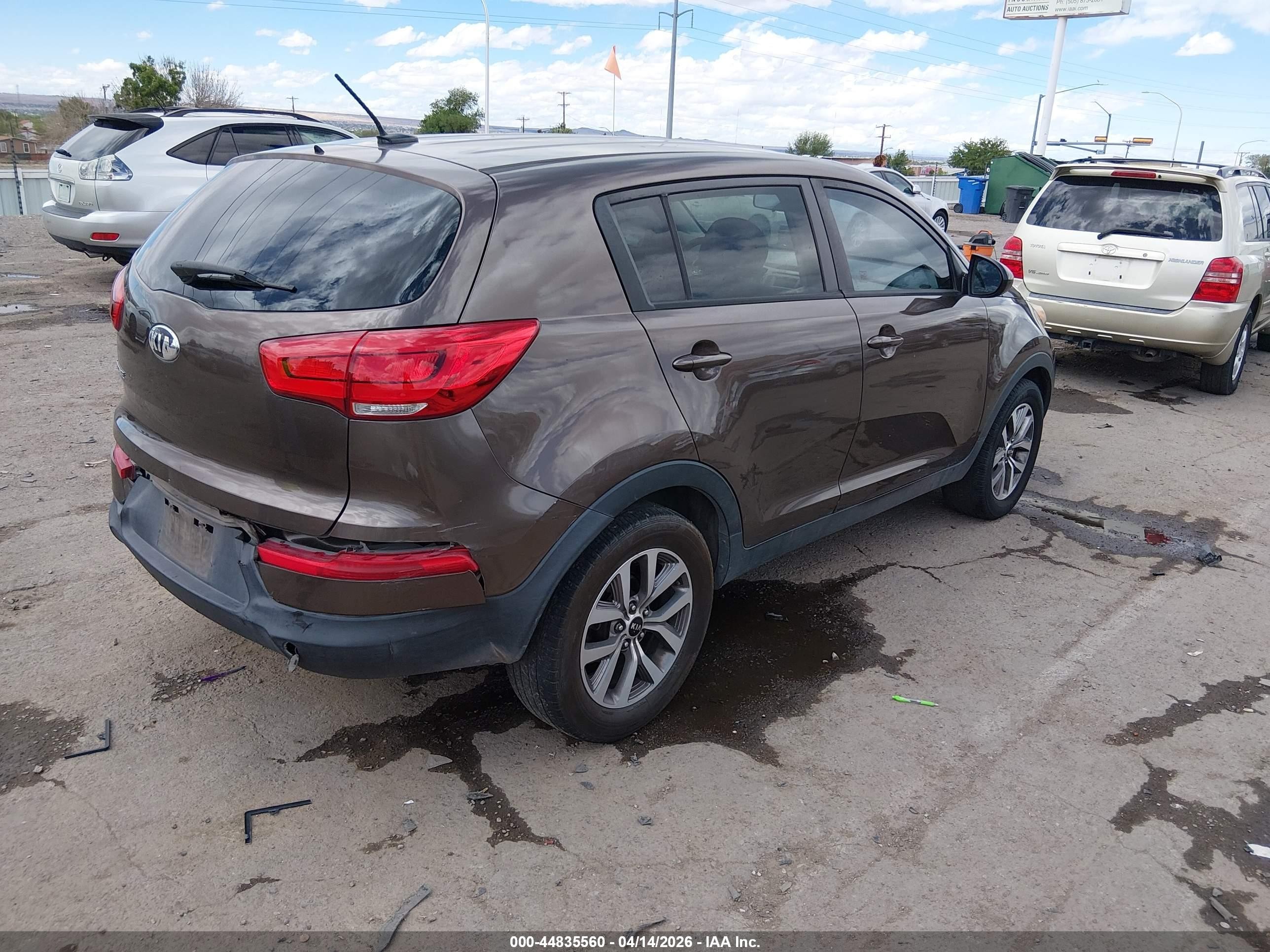 2014 Kia Sportage Lx Brown vin: KNDPB3AC8E7606616