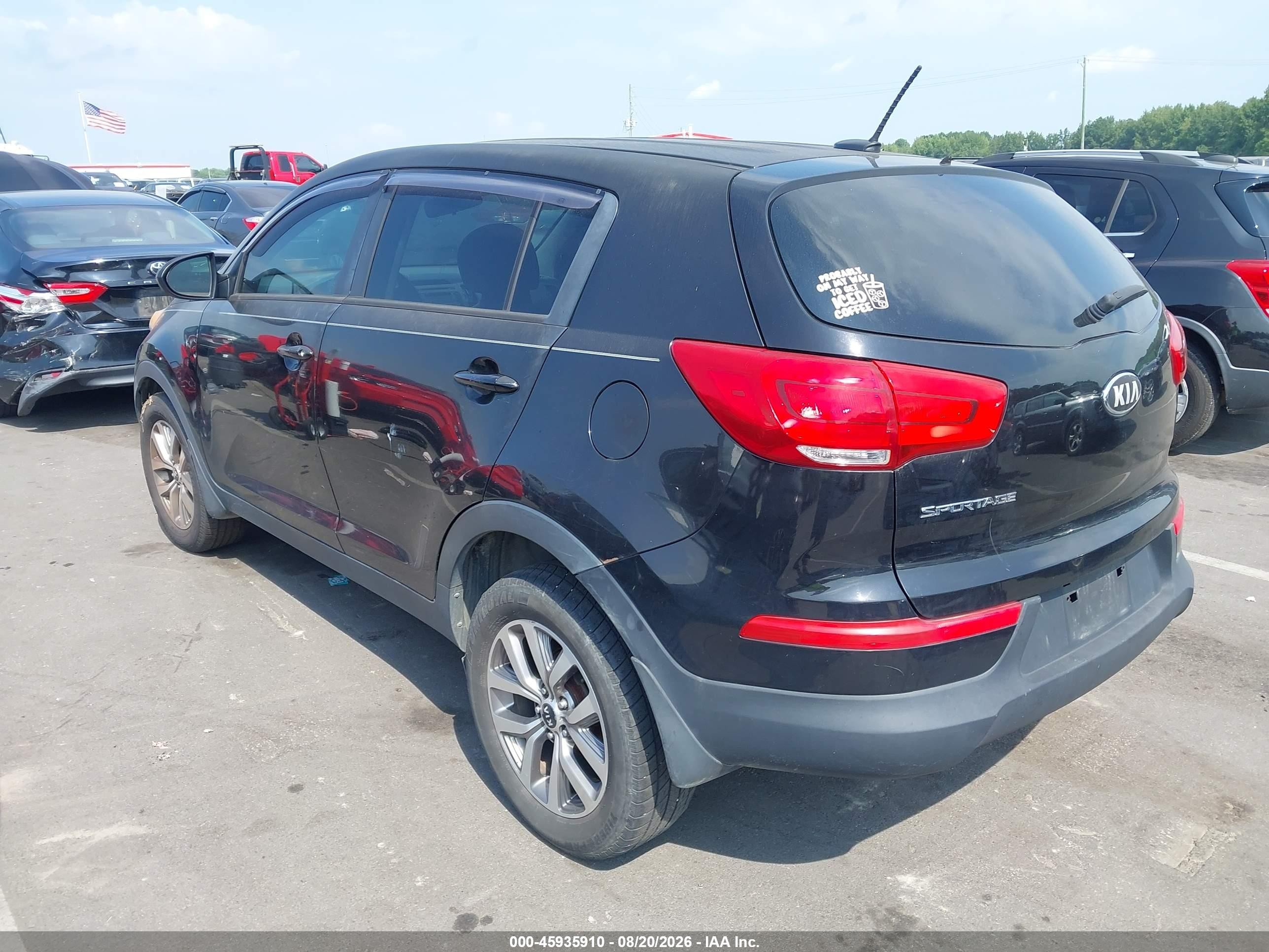 2015 Kia Sportage Lx Black vin: KNDPB3AC8F7734663