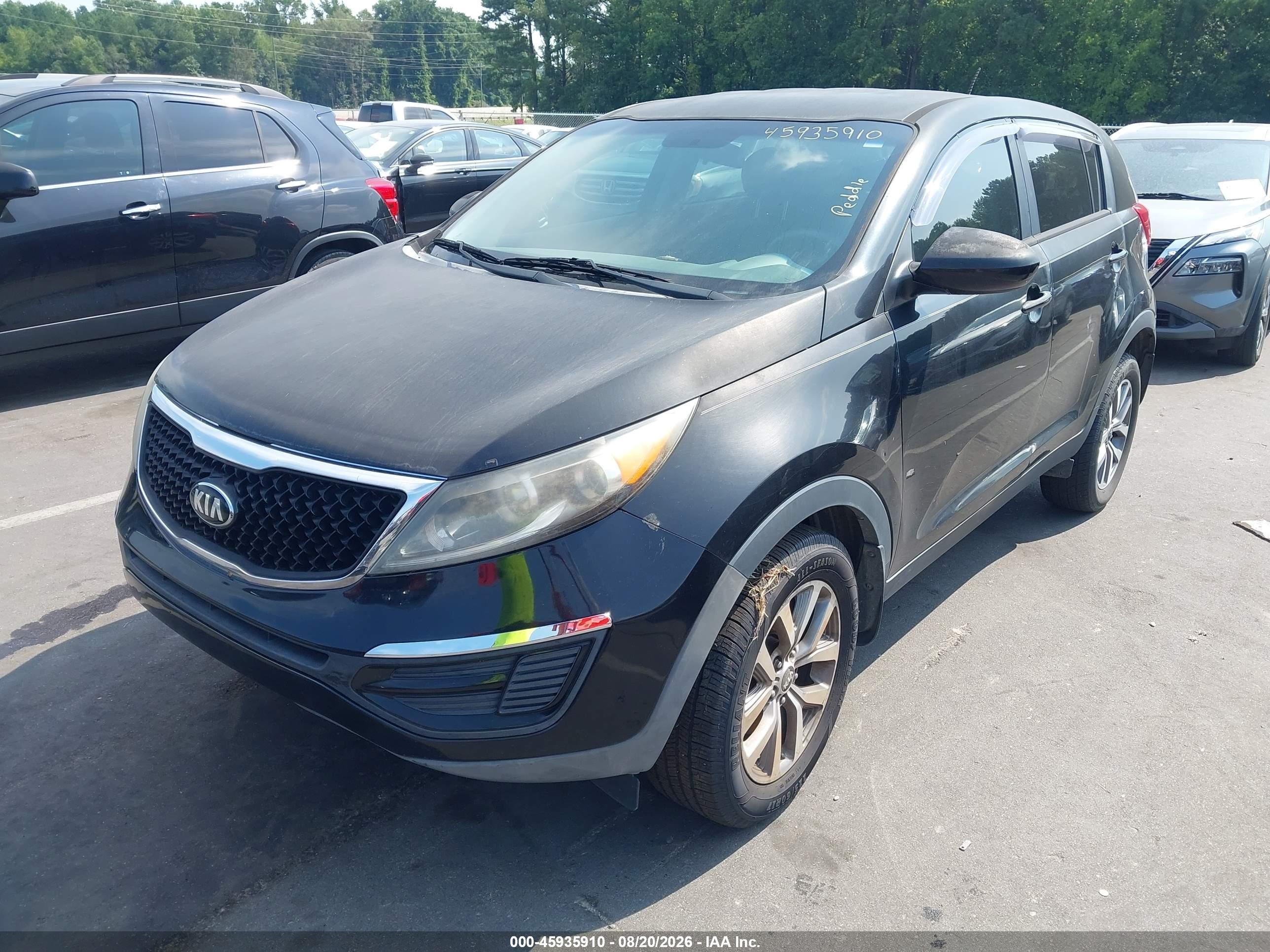 2015 Kia Sportage Lx Black vin: KNDPB3AC8F7734663