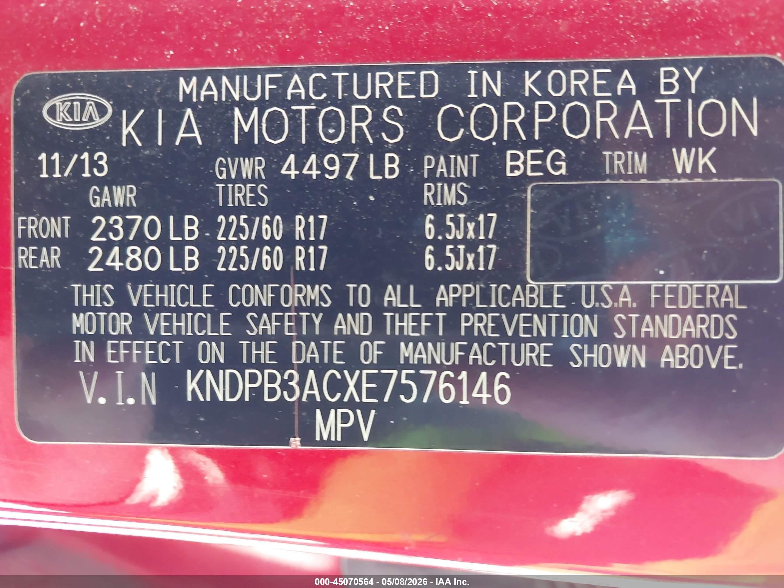 2014 Kia Sportage Lx Red vin: KNDPB3ACXE7576146