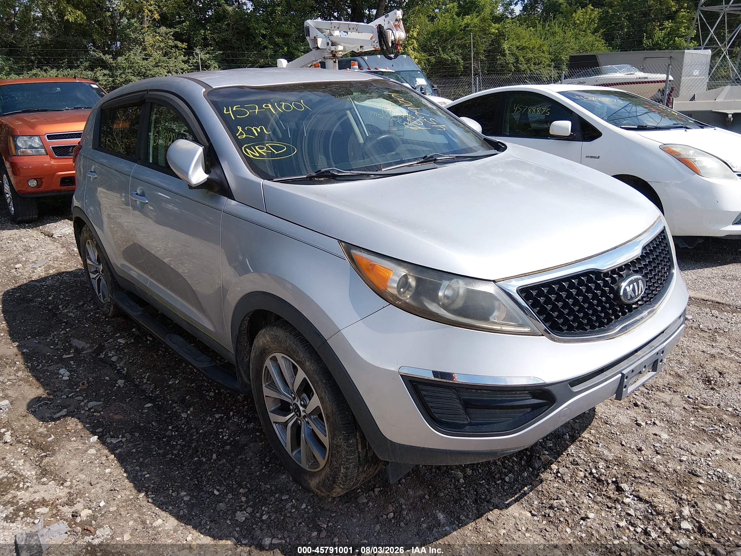 2014 Kia Sportage Lx Silver vin: KNDPB3ACXE7656403