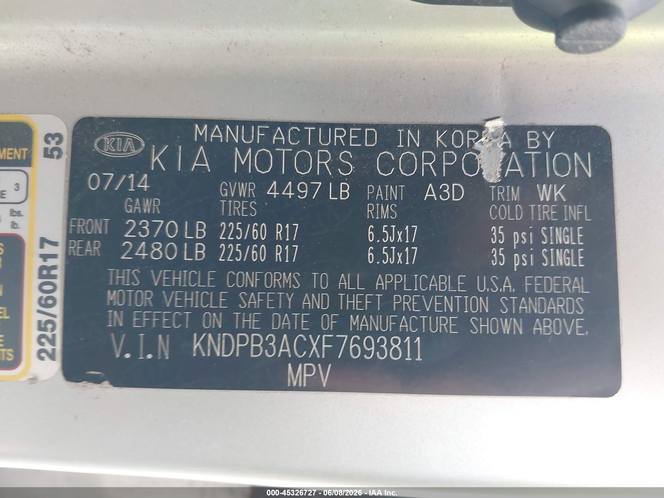 2015 Kia Sportage Lx Silver vin: KNDPB3ACXF7693811