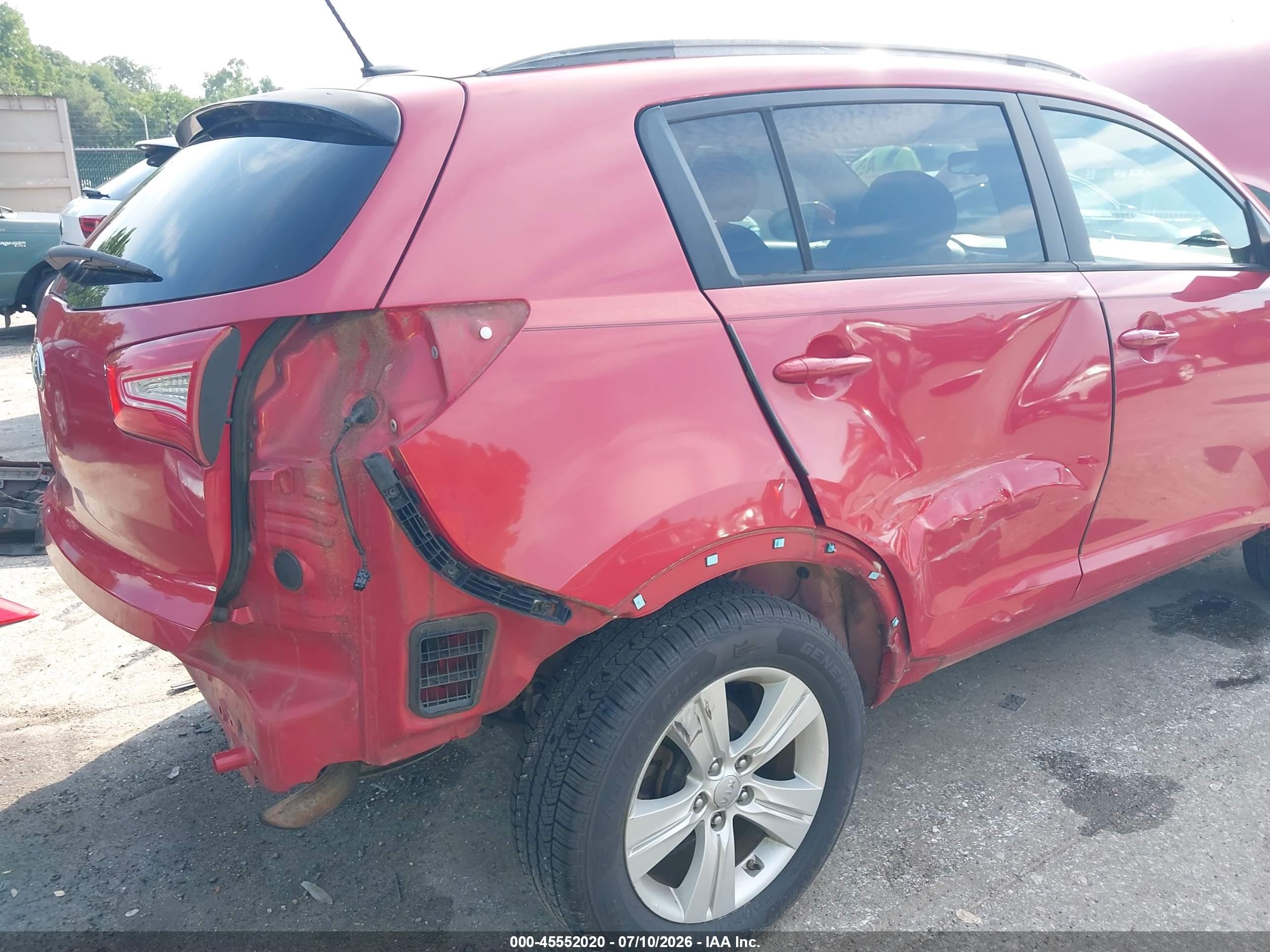 2012 Kia Sportage Lx Red vin: KNDPBCA20C7249761