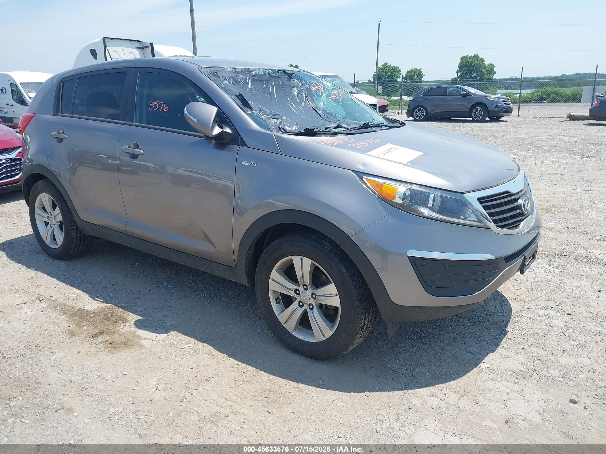 2013 Kia Sportage Lx Gray vin: KNDPBCA21D7494585