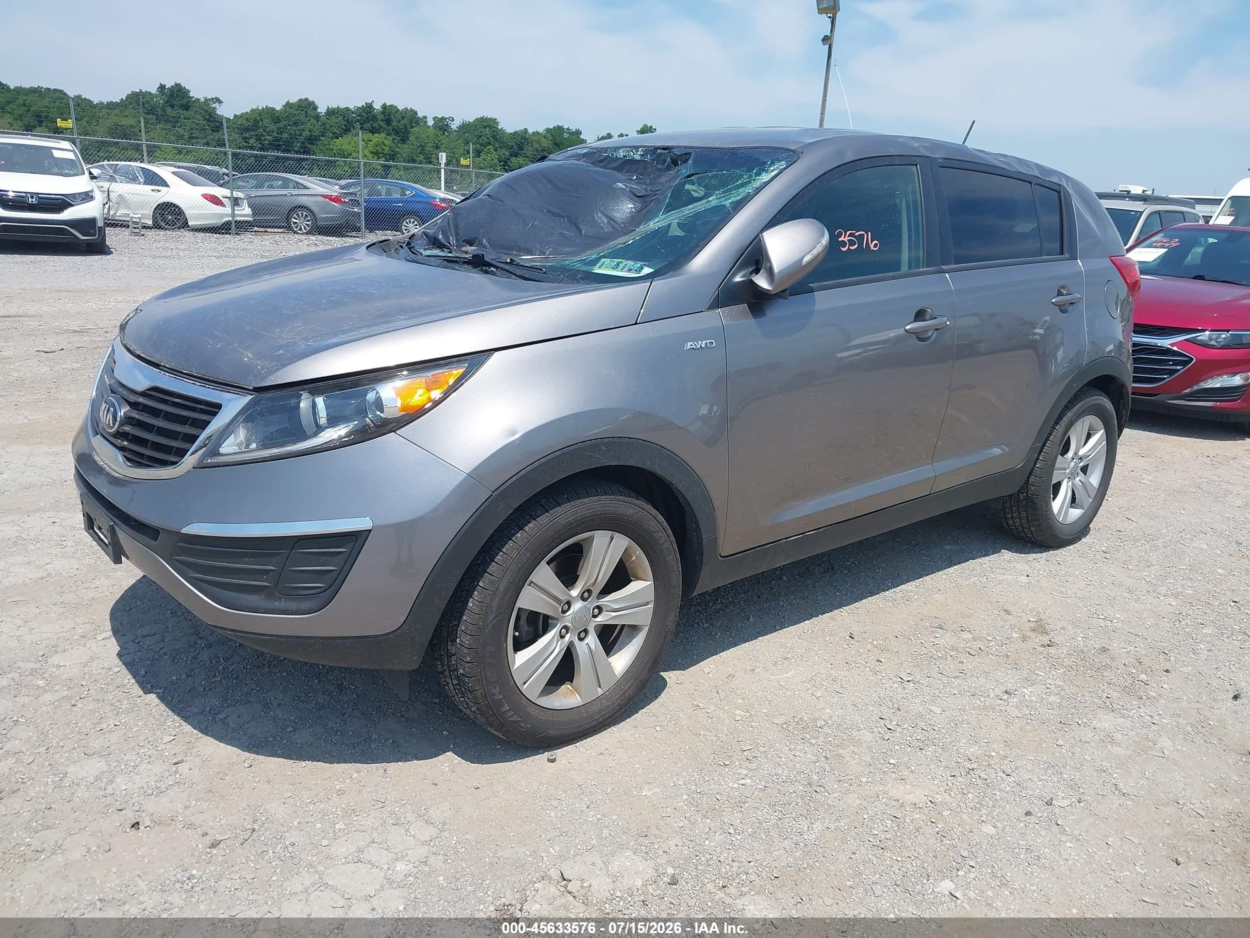2013 Kia Sportage Lx Gray vin: KNDPBCA21D7494585