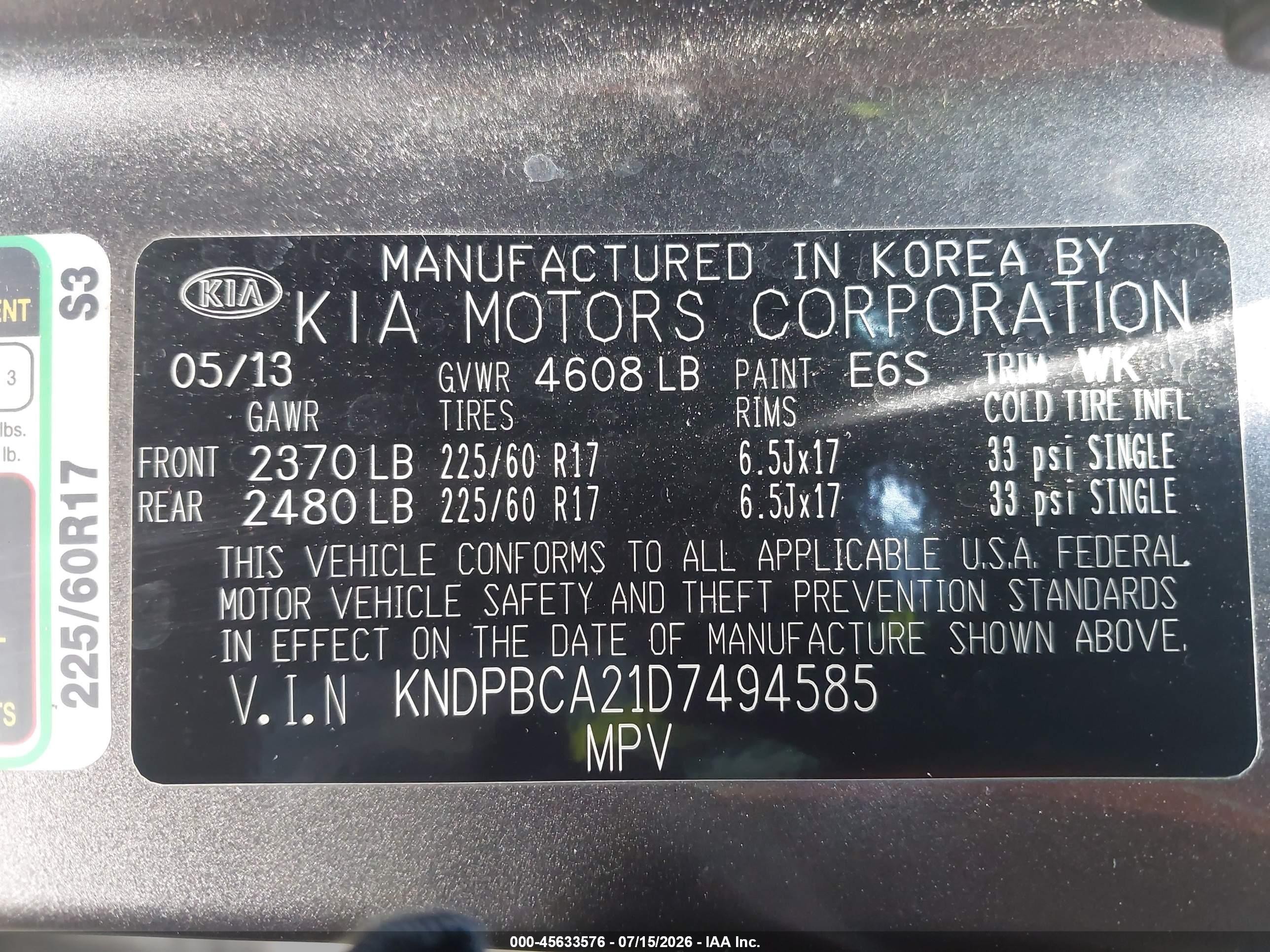 2013 Kia Sportage Lx Gray vin: KNDPBCA21D7494585
