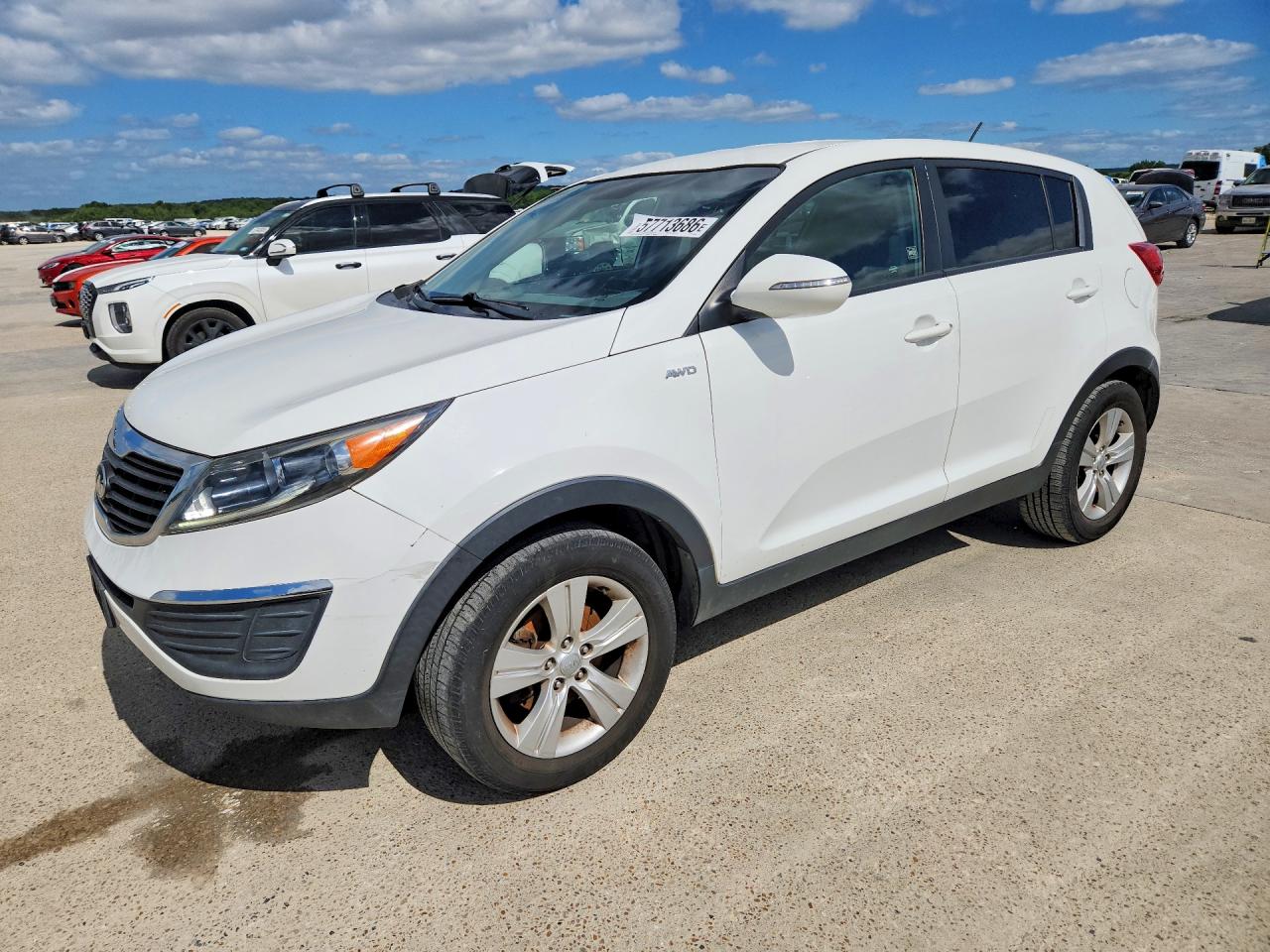 2013 Kia Sportage Lx White vin: KNDPBCA21D7543641