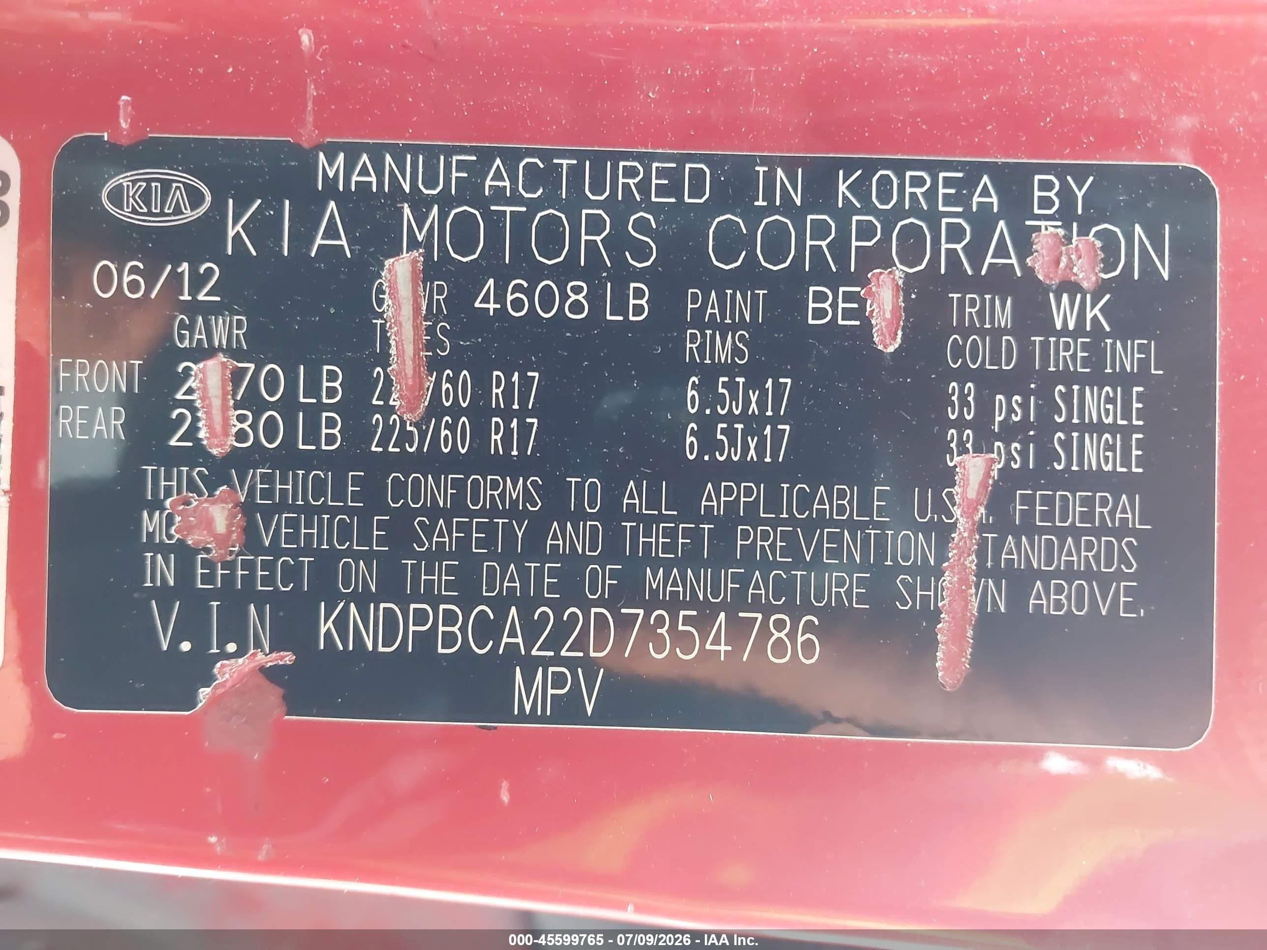 2013 Kia Sportage Lx Red vin: KNDPBCA22D7354786