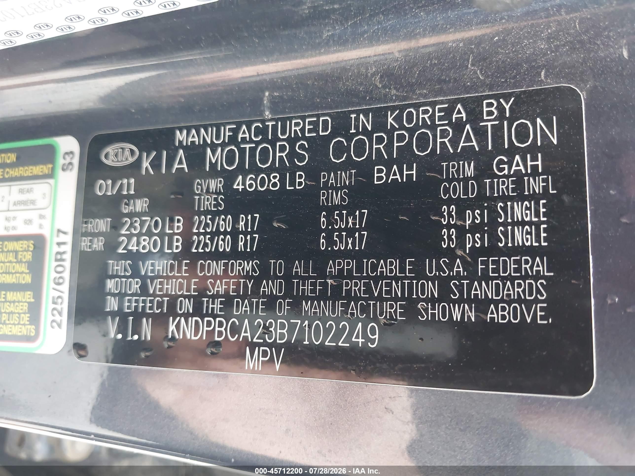2011 Kia Sportage Lx Navy vin: KNDPBCA23B7102249