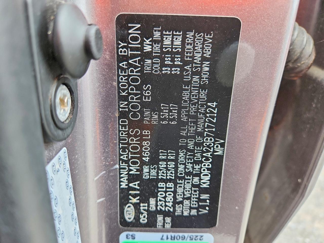 2011 Kia Sportage Lx Gray vin: KNDPBCA23B7172124