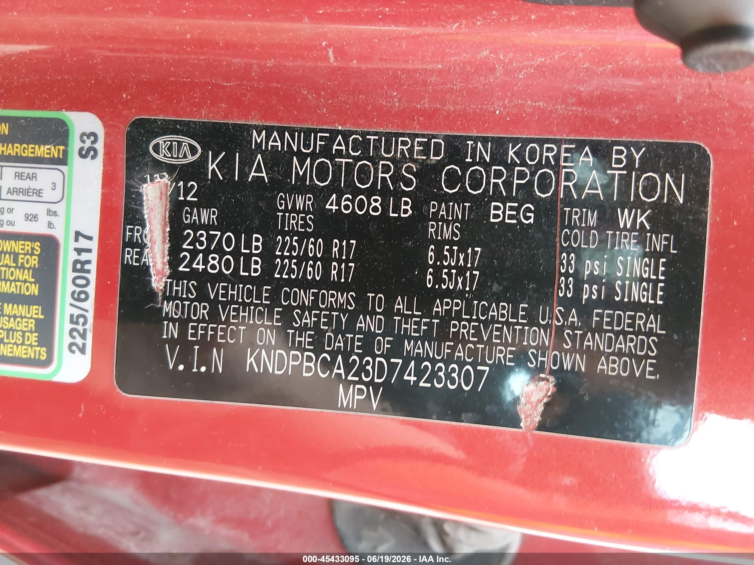 2013 Kia Sportage Lx Red vin: KNDPBCA23D7423307