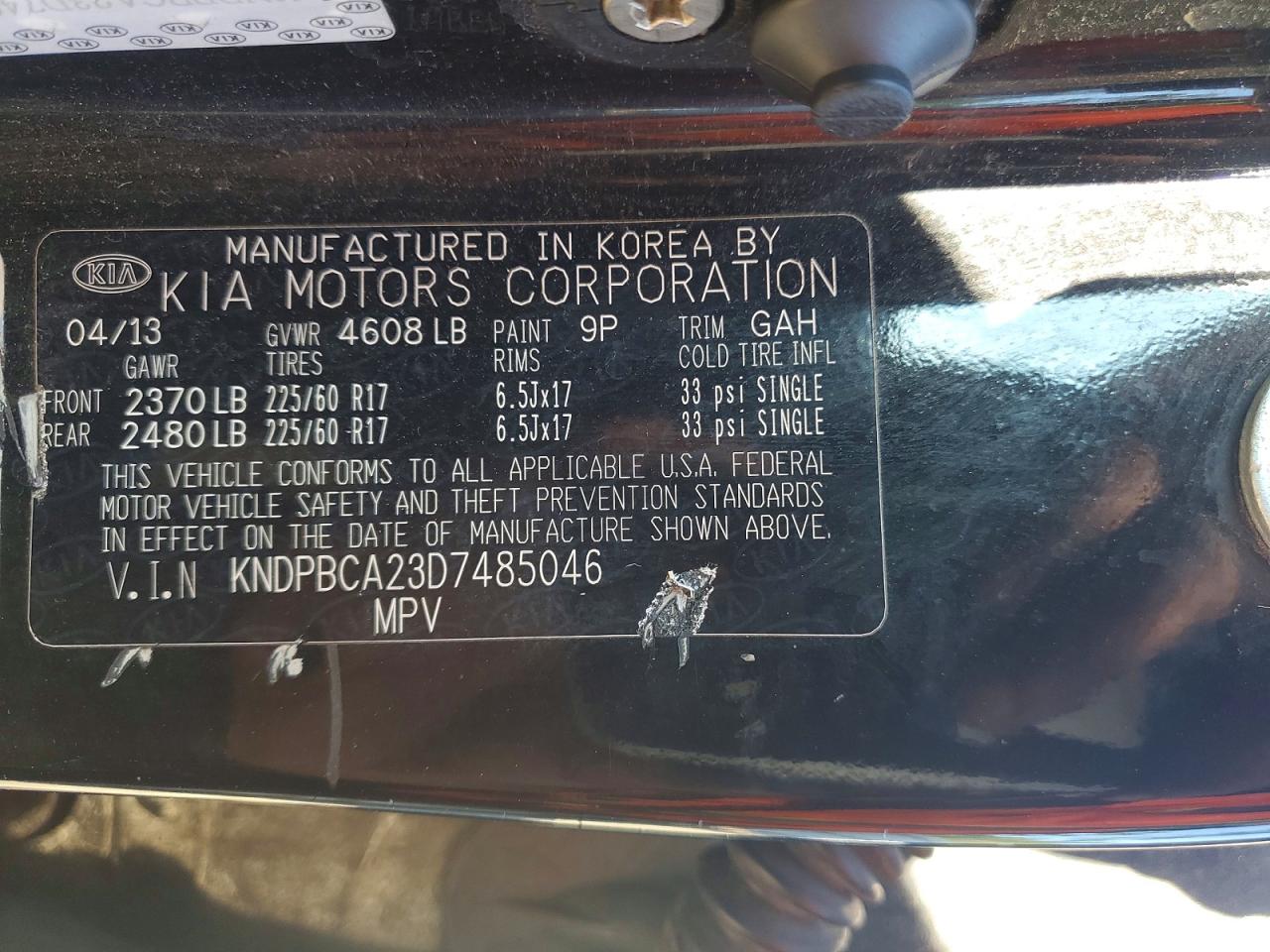 2013 Kia Sportage Lx Black vin: KNDPBCA23D7485046