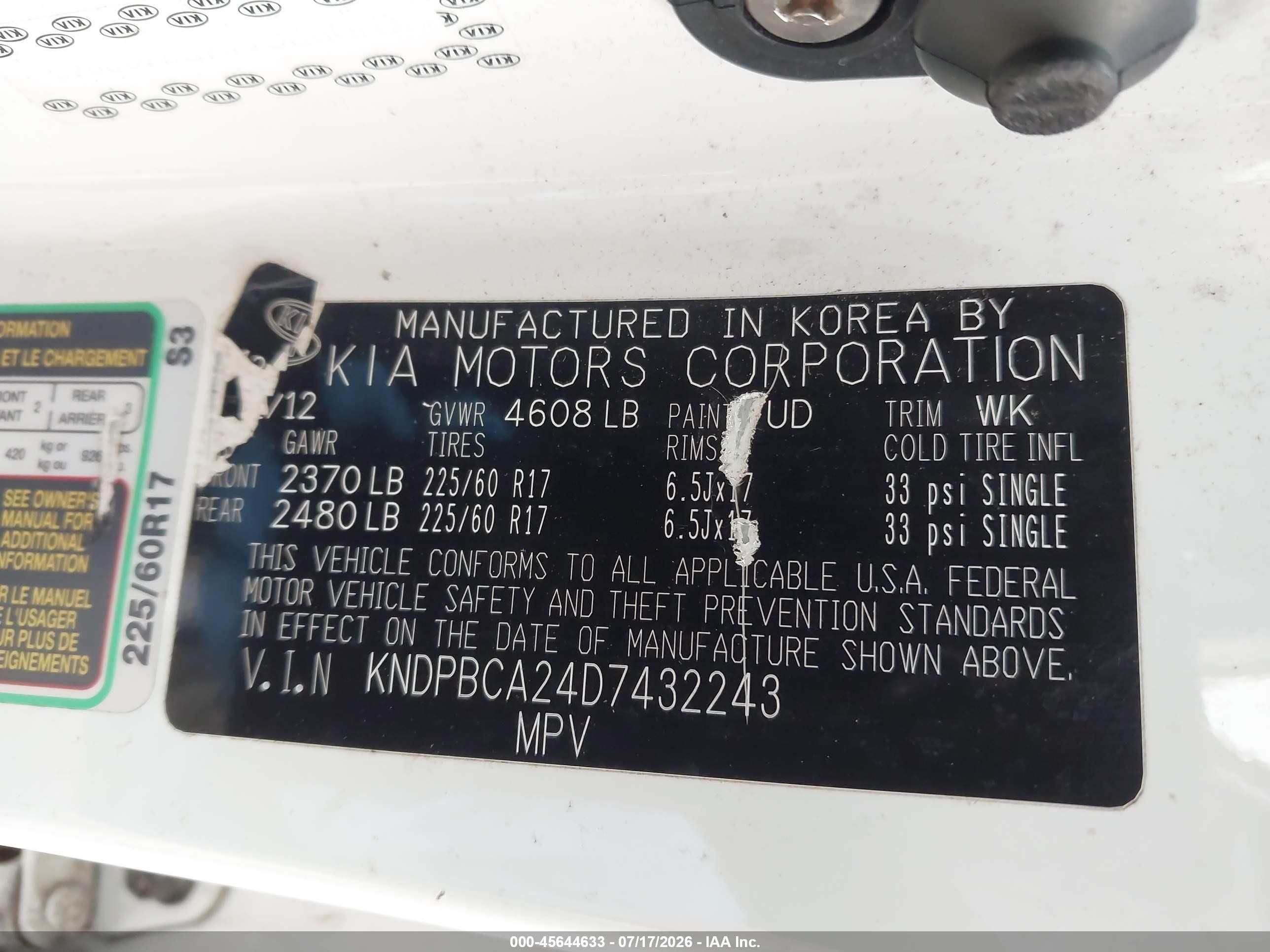 2013 Kia Sportage Lx White vin: KNDPBCA24D7432243