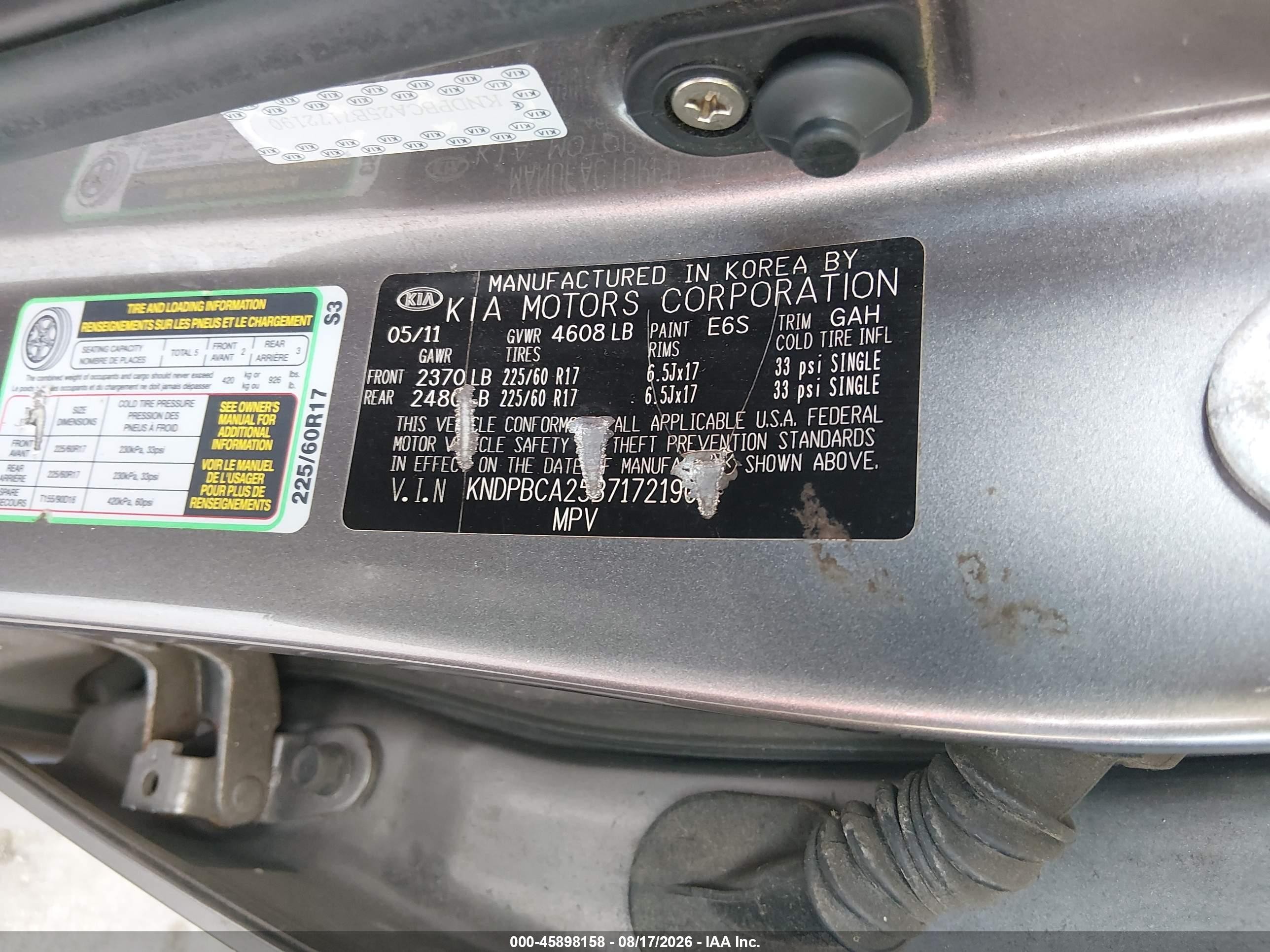 2011 Kia Sportage Lx Gray vin: KNDPBCA25B7172190