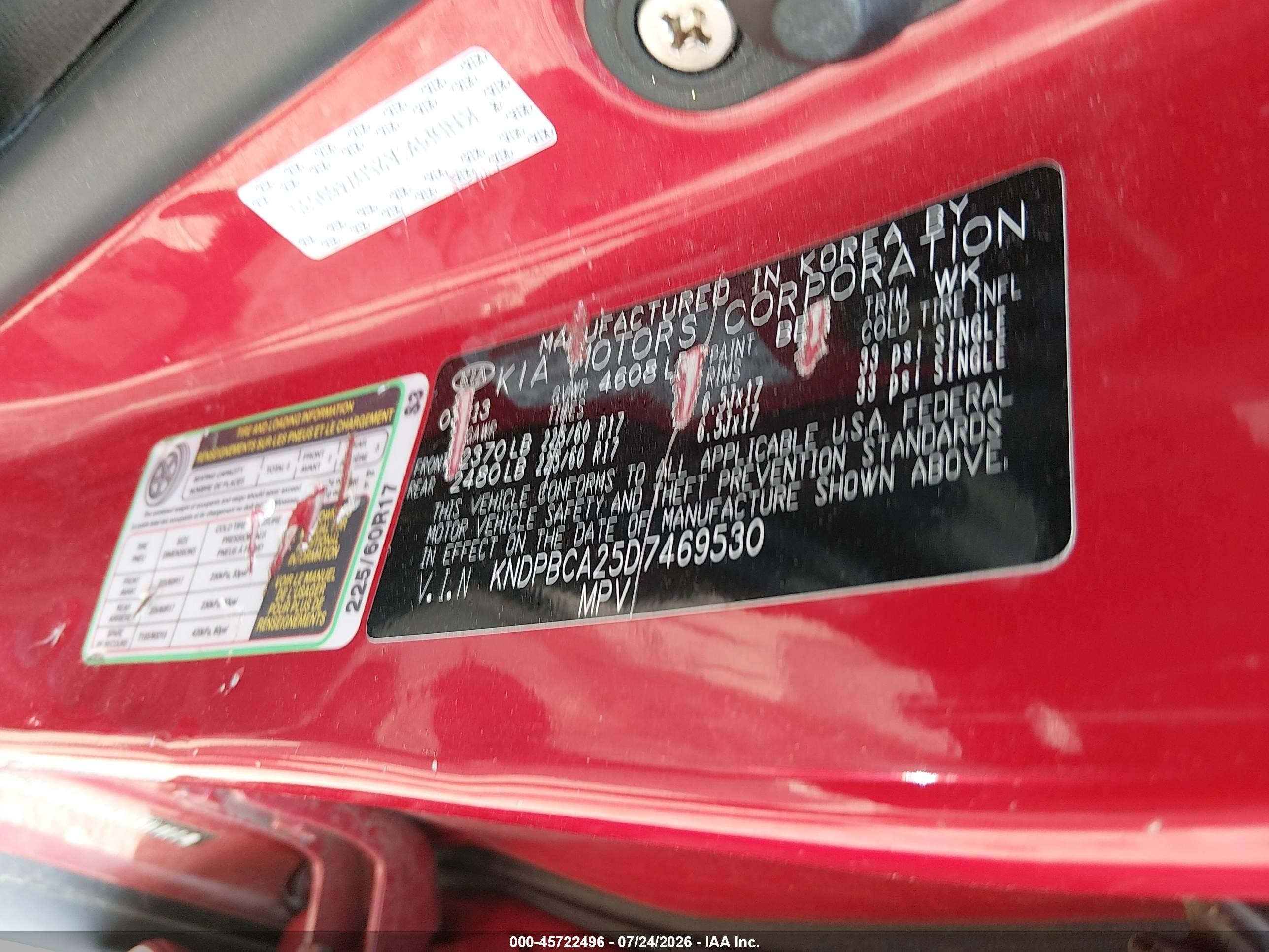 2013 Kia Sportage Lx Red vin: KNDPBCA25D7469530