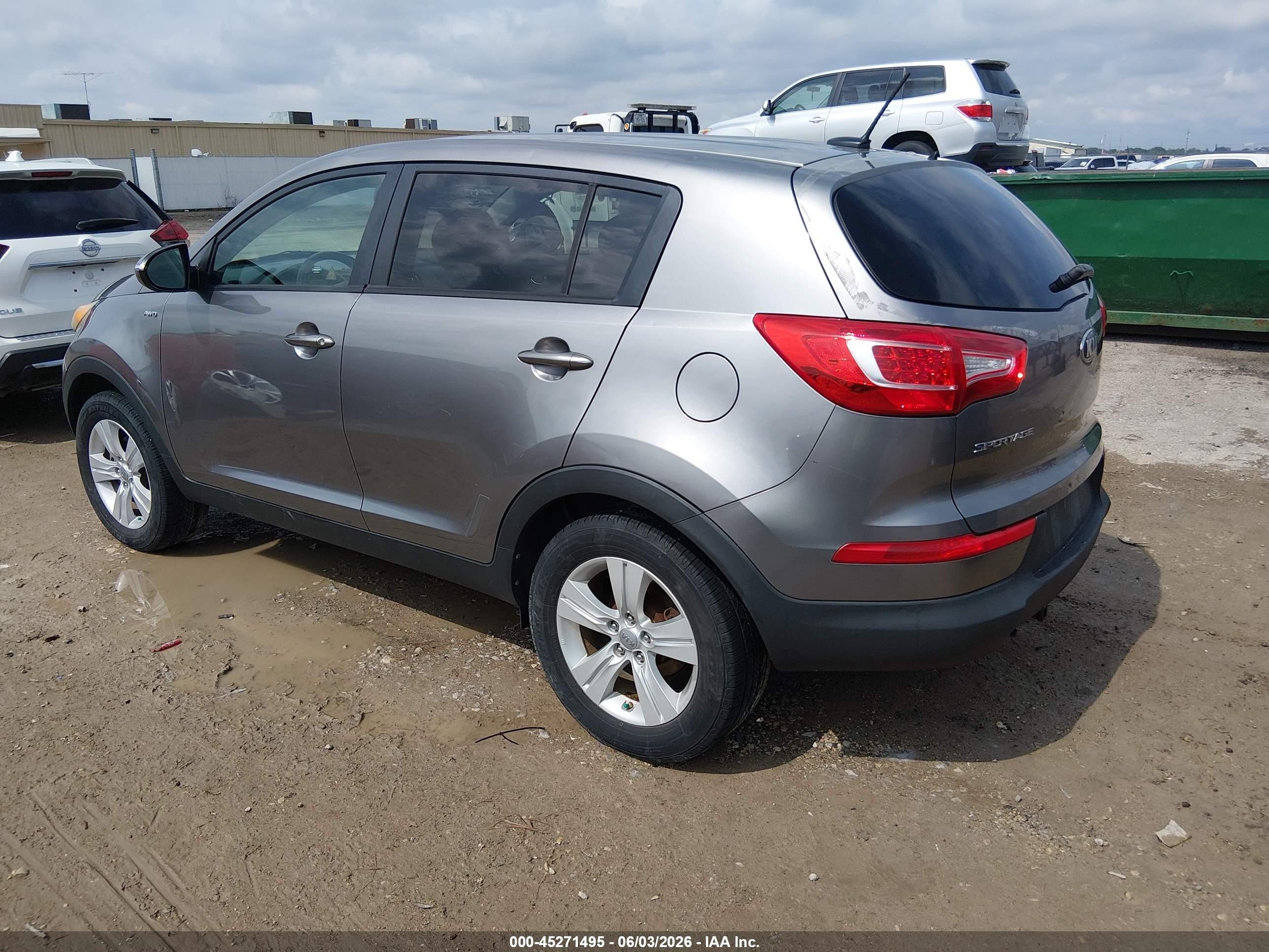2013 Kia Sportage Lx Gray vin: KNDPBCA26D7364253
